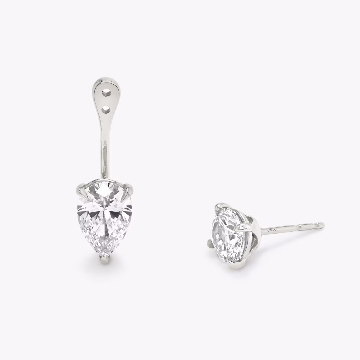 VRAI Solitaire Drop Ear Jacket | Pear | 14k | White Gold | caratWeight: 1.0ct