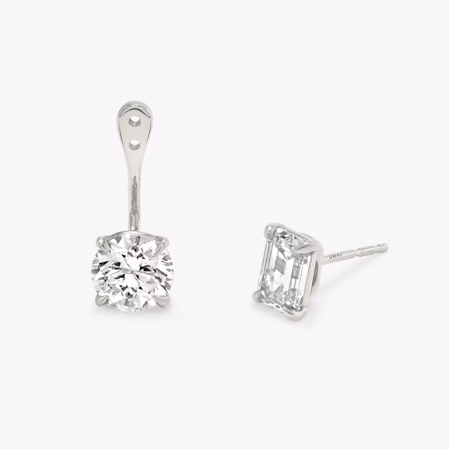 Veste d'oreille Solitaire VRAI | Rond Brillant | 14k | Or blanc | caratWeight: 0.50ct