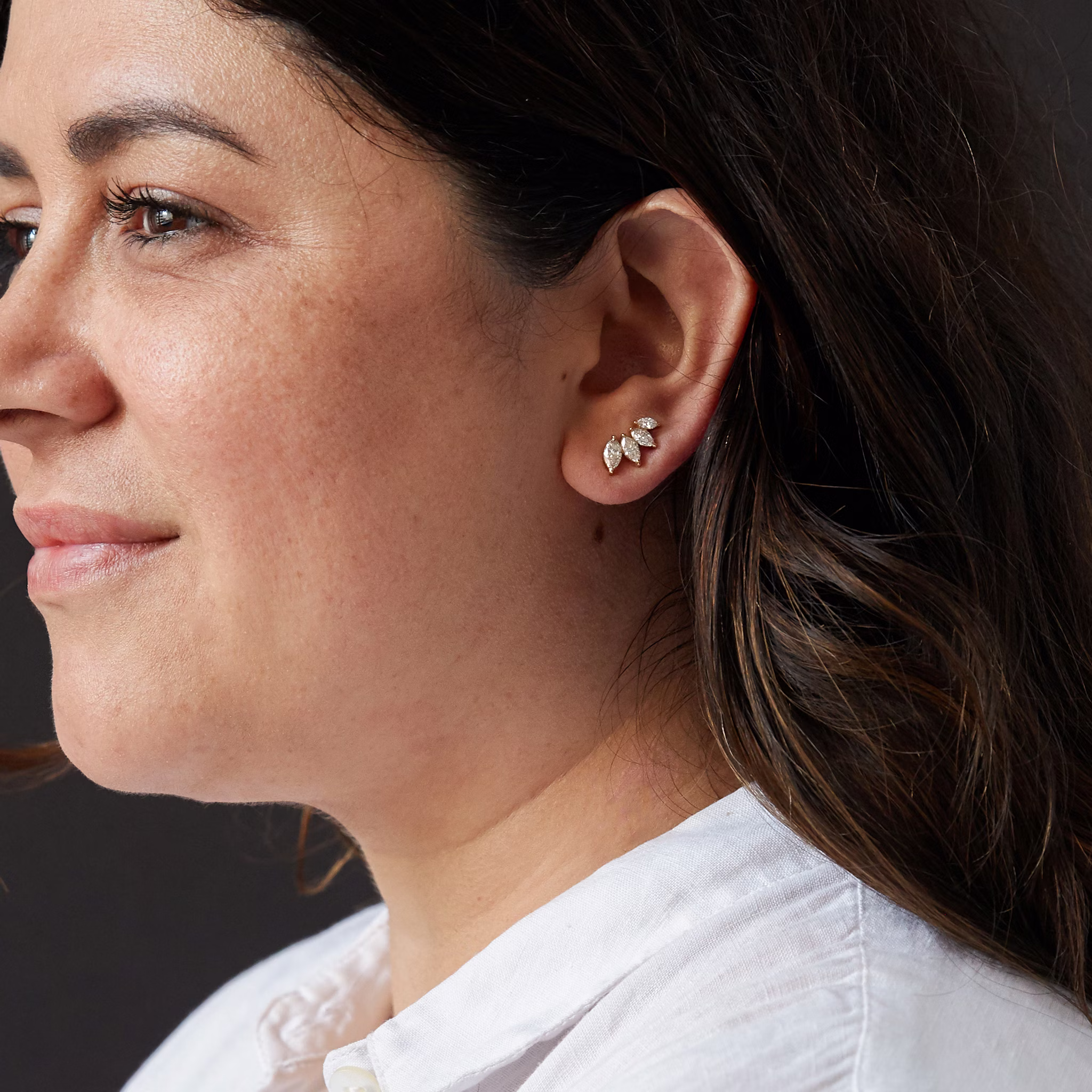 VRAI Ear Climber | Marquise | 14k | Yellow Gold | diamondCount: 4 | side: left