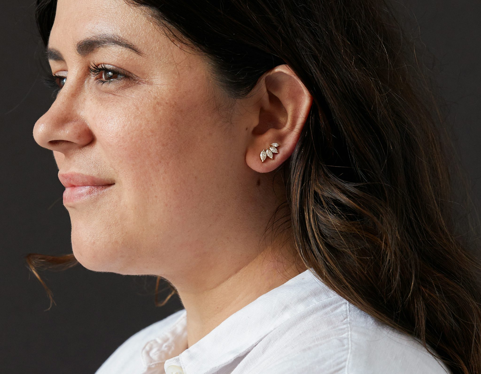 VRAI Ear Climber | Marquise | 14k | Yellow Gold | diamondCount: 4 | side: left