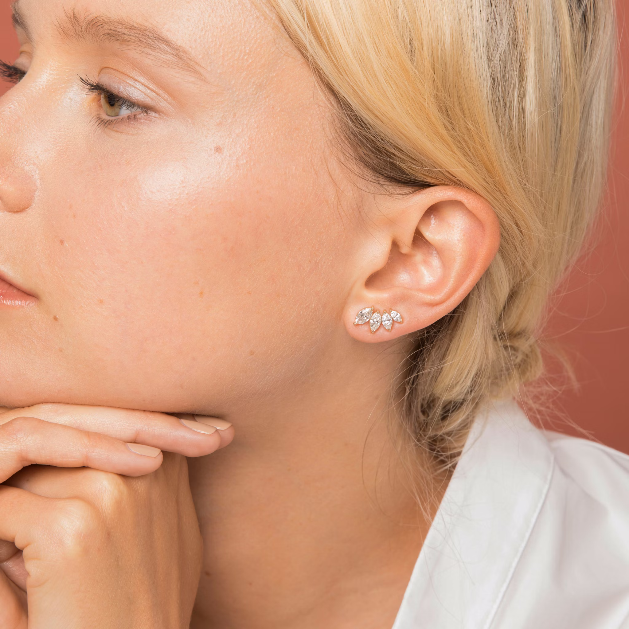 VRAI Ear Climber | Marquise | 14k | Yellow Gold | diamondCount: 4 | side: left