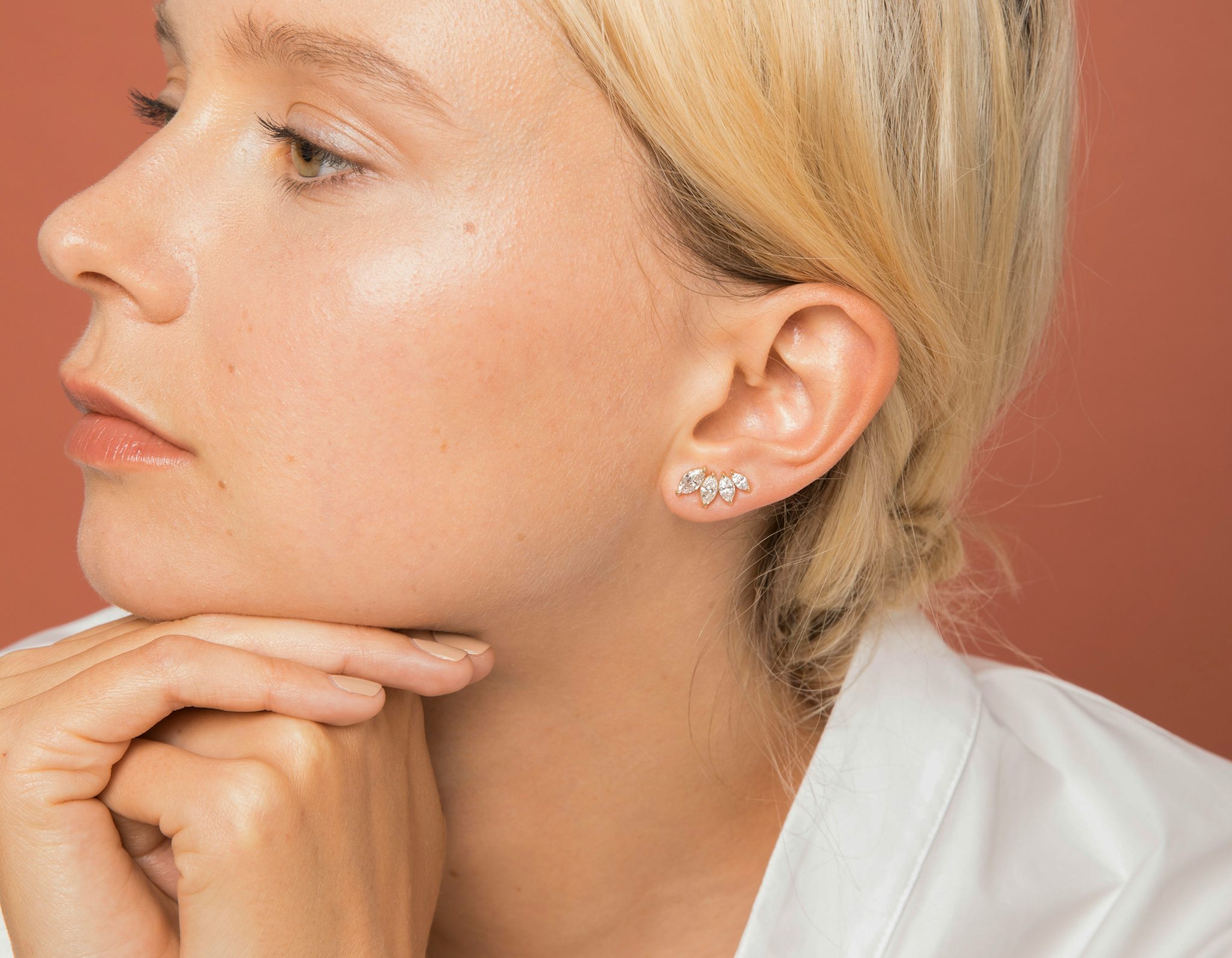 VRAI Ear Climber | Marquise | 14k | Yellow Gold | diamondCount: 4 | side: left