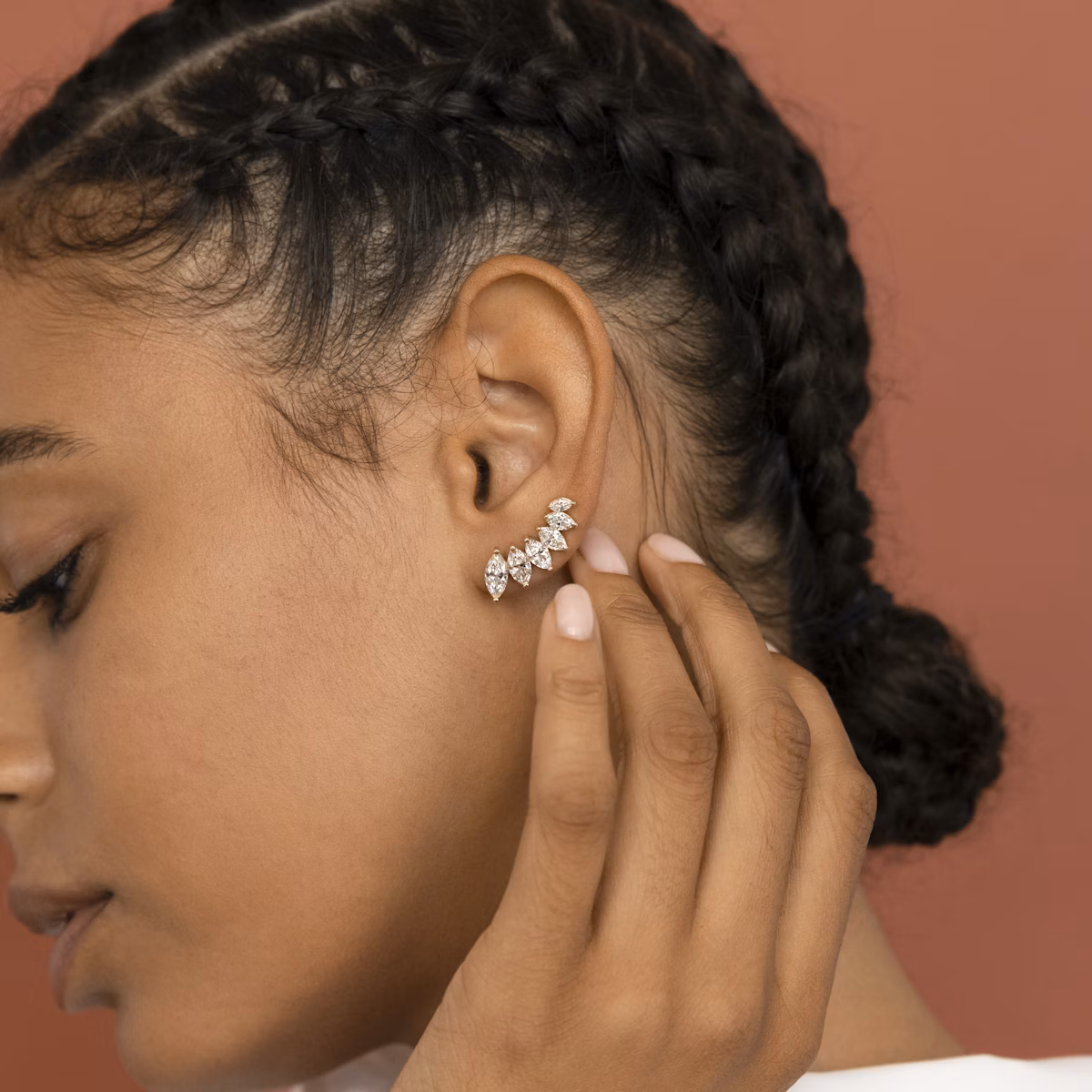 VRAI Ear Climber | Marquise | 14k | Yellow Gold | diamondCount: 6 | side: left