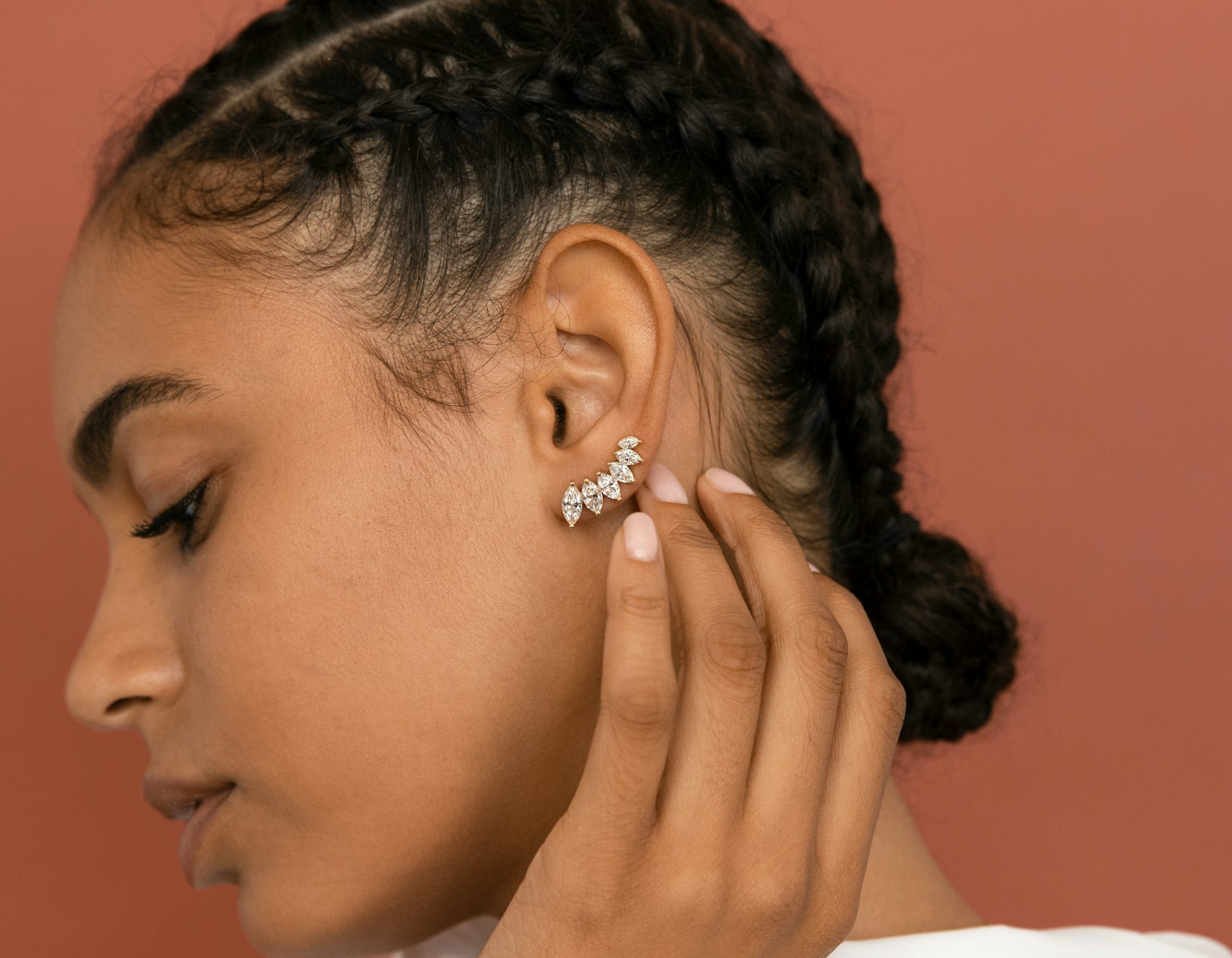 VRAI Ear Climber | Marquise | 14k | Yellow Gold | diamondCount: 6 | side: left