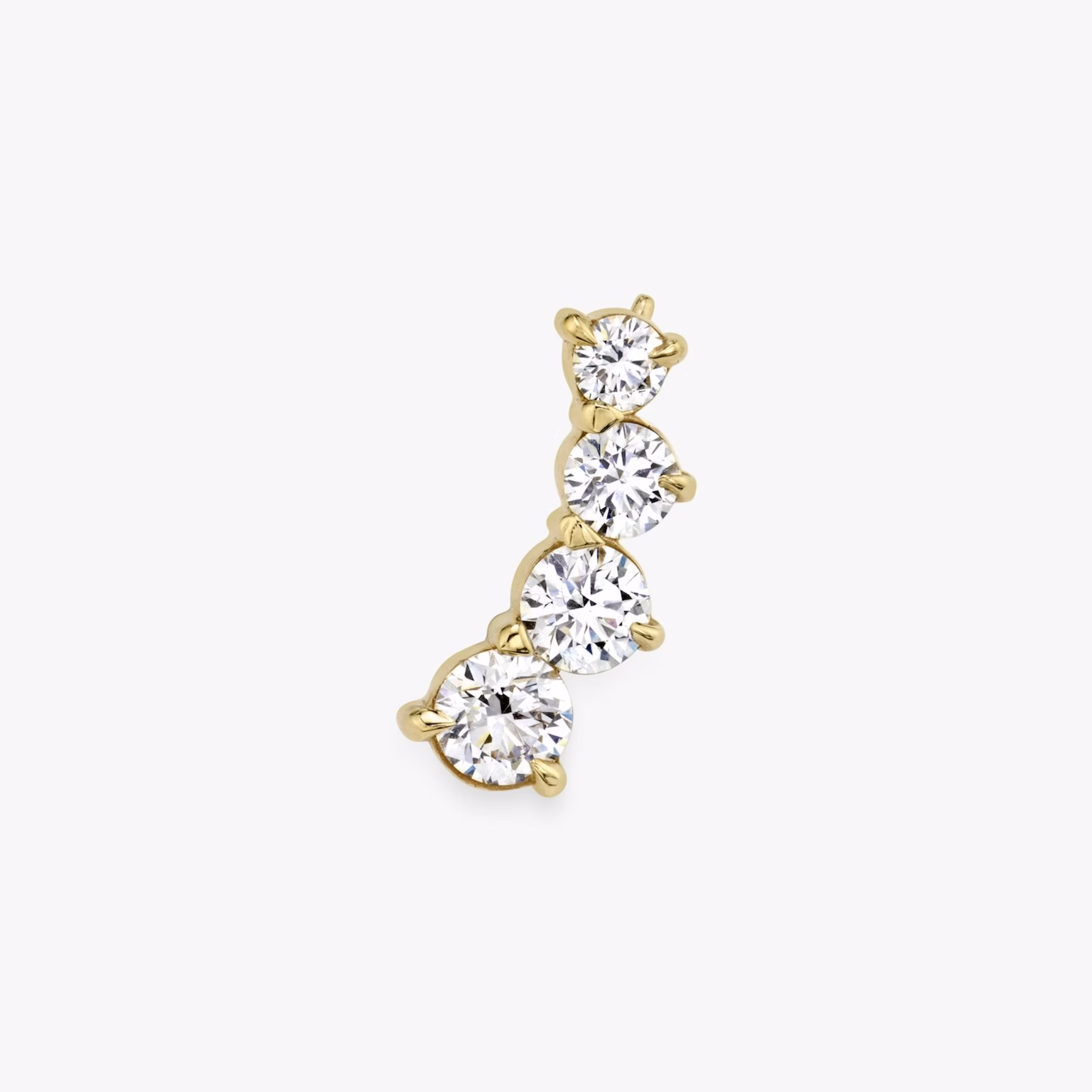 VRAI Ear Climber | Round Brilliant | 14k | Yellow Gold | diamondCount: 4 | side: left