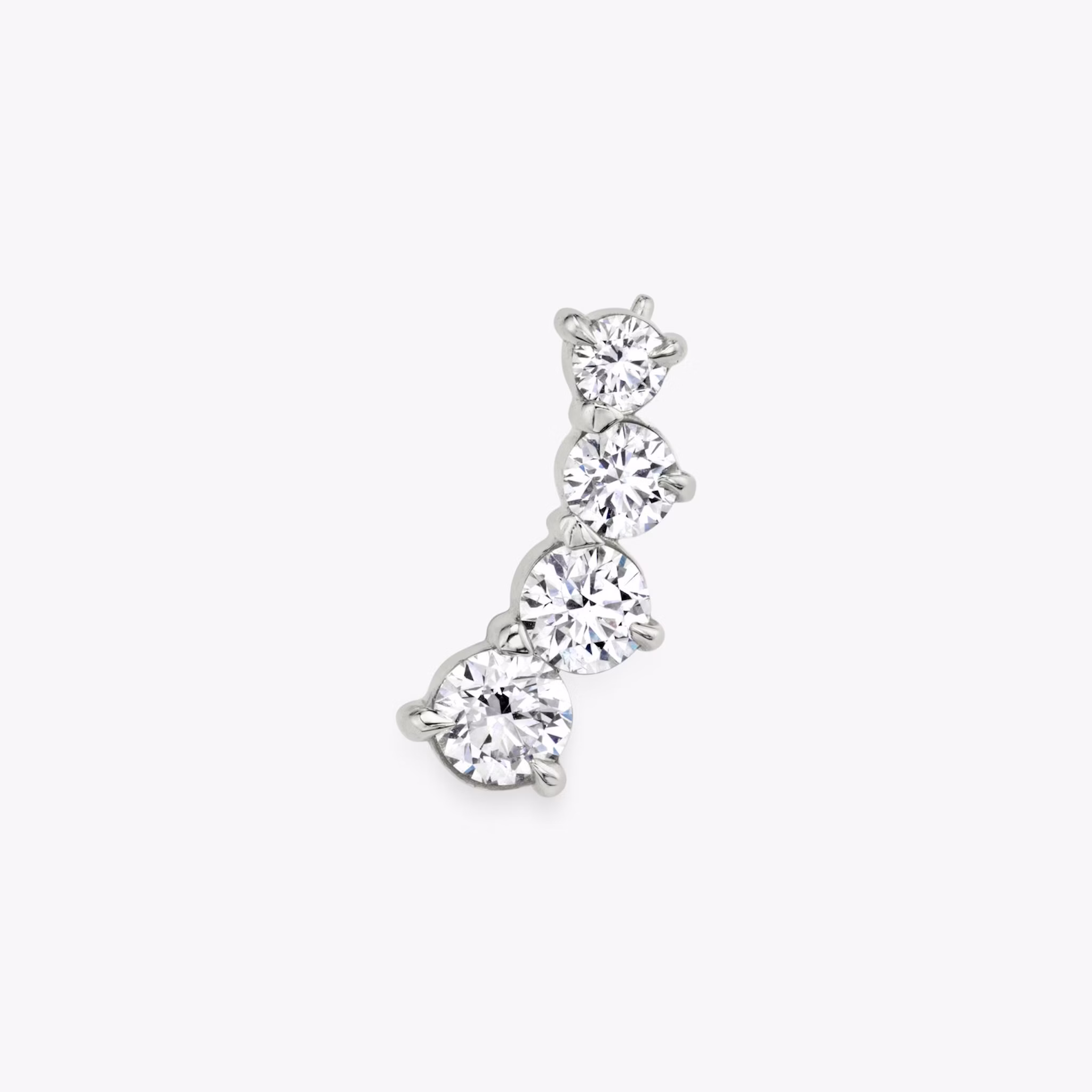 VRAI Ear Climber | Round Brilliant | 14k | White Gold | diamondCount: 4 | side: left