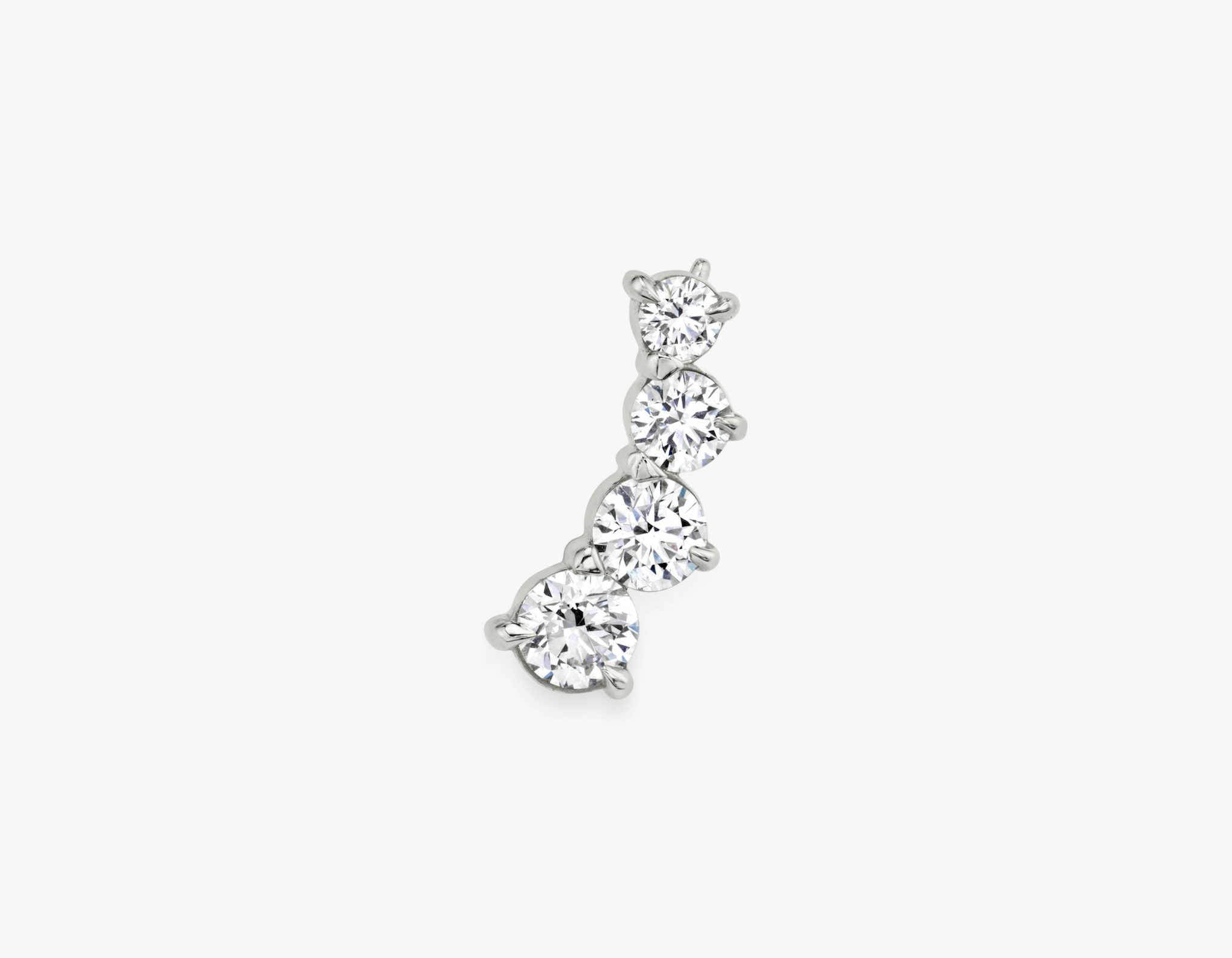 VRAI Ear Climber | Round Brilliant | 14k | White Gold | diamondCount: 4 | side: left