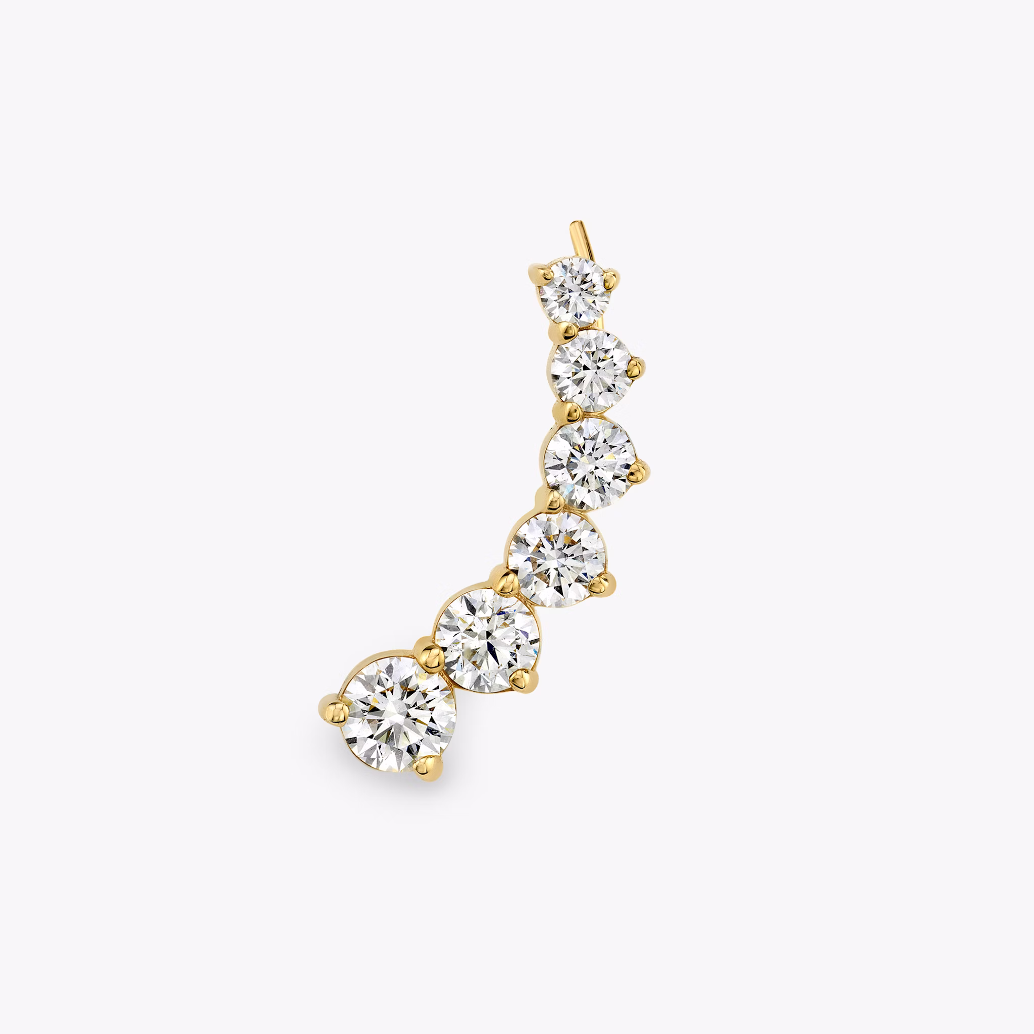 VRAI Ear Climber | Round Brilliant | 14k | Yellow Gold | diamondCount: 6 | side: left