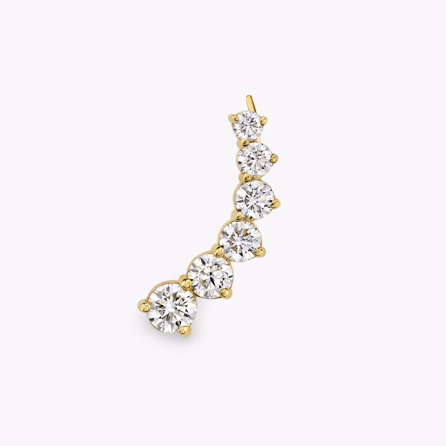 Arc d'oreille VRAI | Rond Brillant | 14k | Or jaune | diamondCount: 6 | side: left