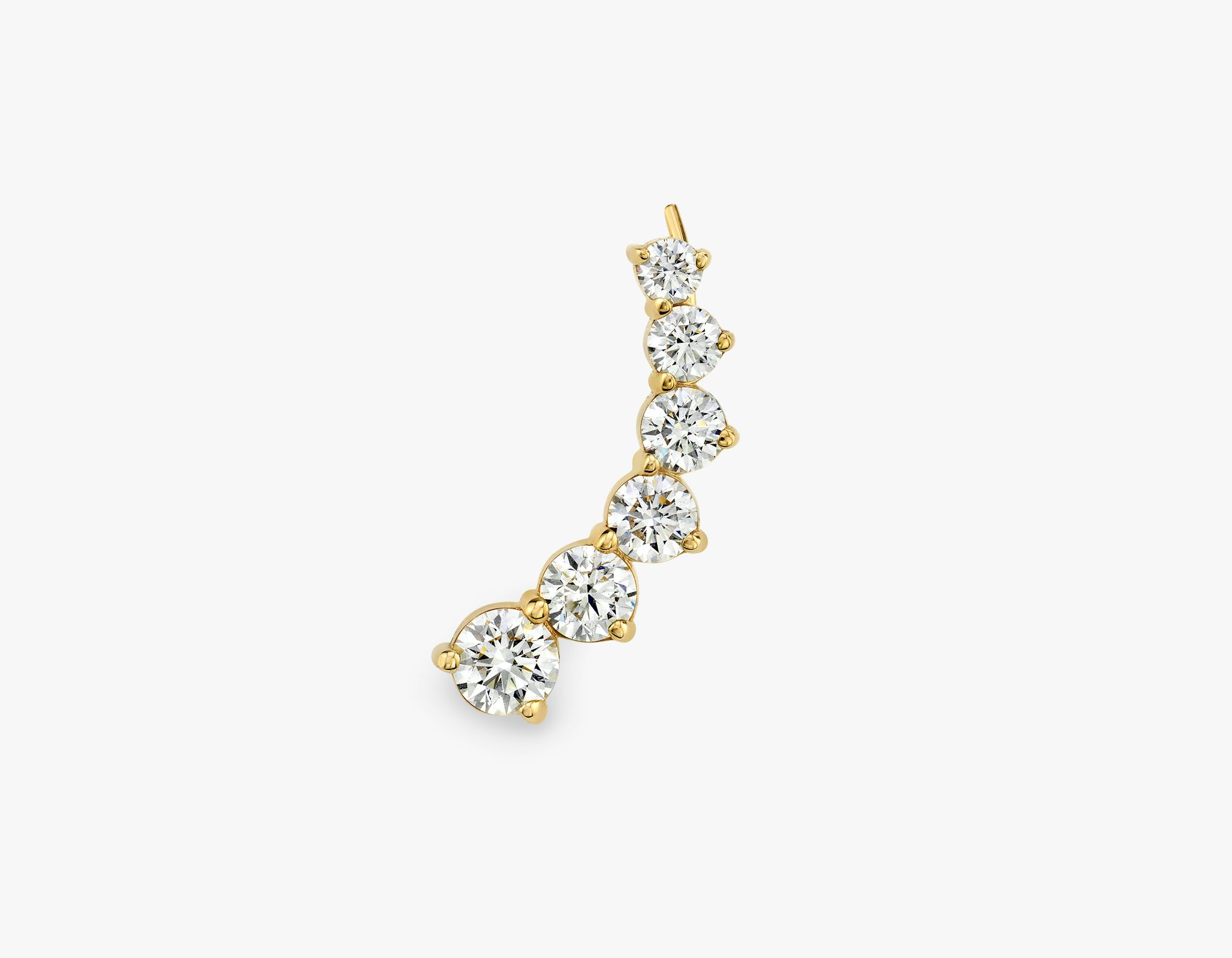 VRAI Ear Climber | Round Brilliant | 14k | Yellow Gold | diamondCount: 6 | side: left