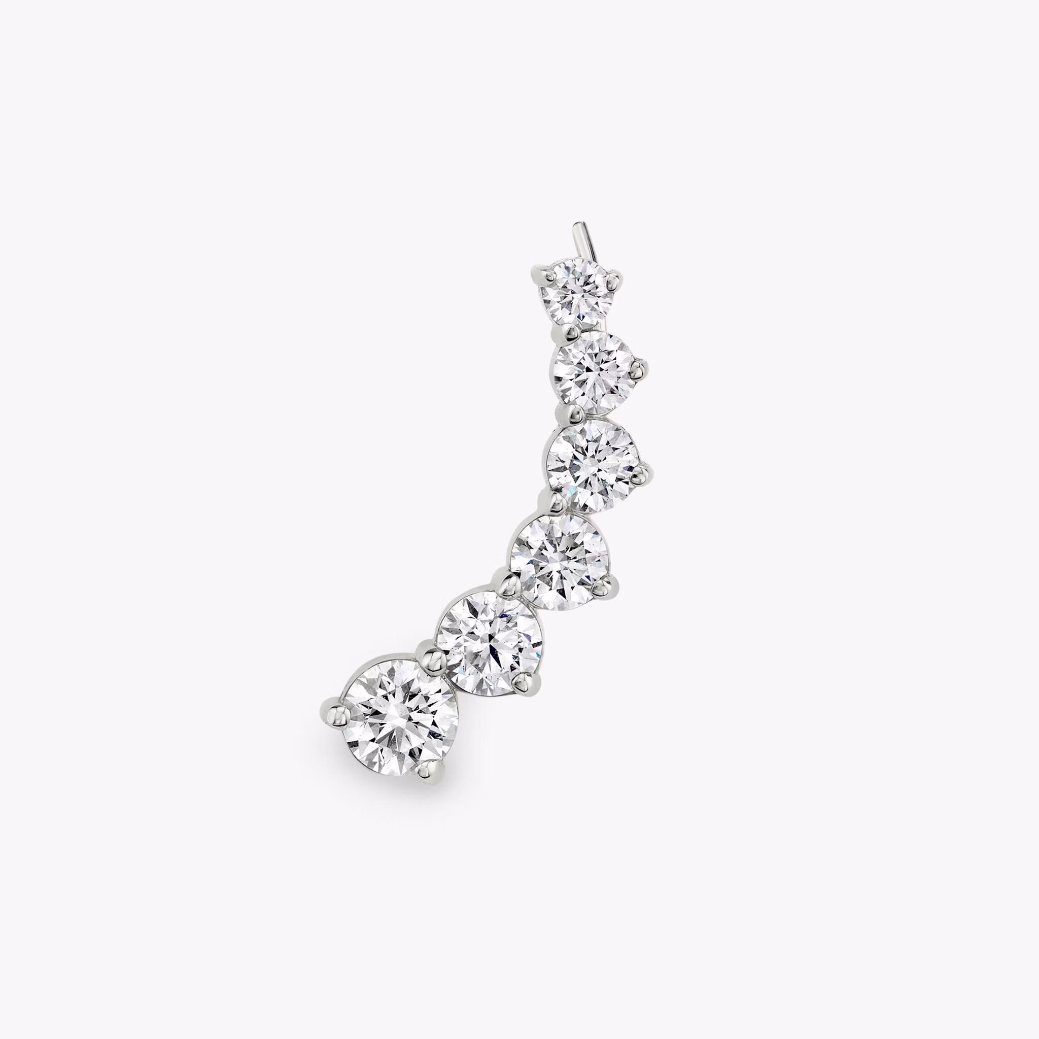 VRAI Ear Climber | Round Brilliant | 14k | White Gold | diamondCount: 6 | side: left
