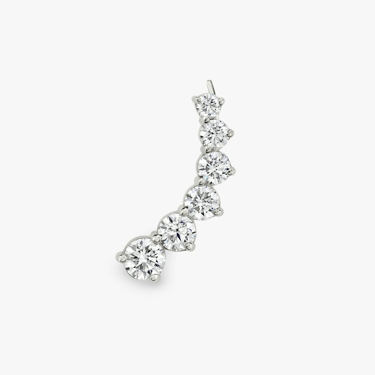 VRAI Ear Climber | Round Brilliant | 14k | White Gold | diamondCount: 6 | side: left