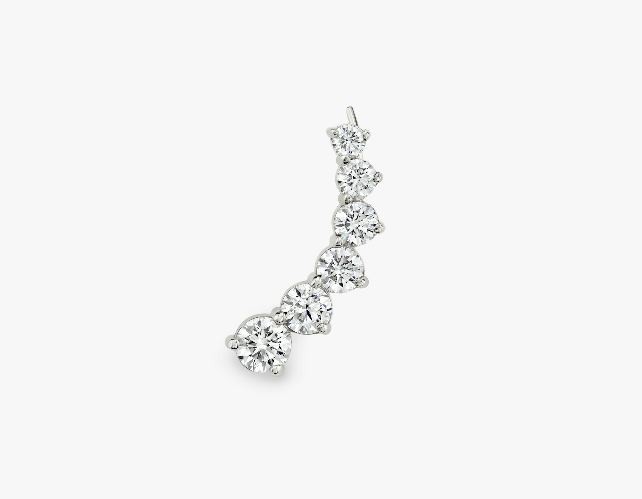 VRAI Ear Climber | Round Brilliant | 14k | White Gold | diamondCount: 6 | side: left