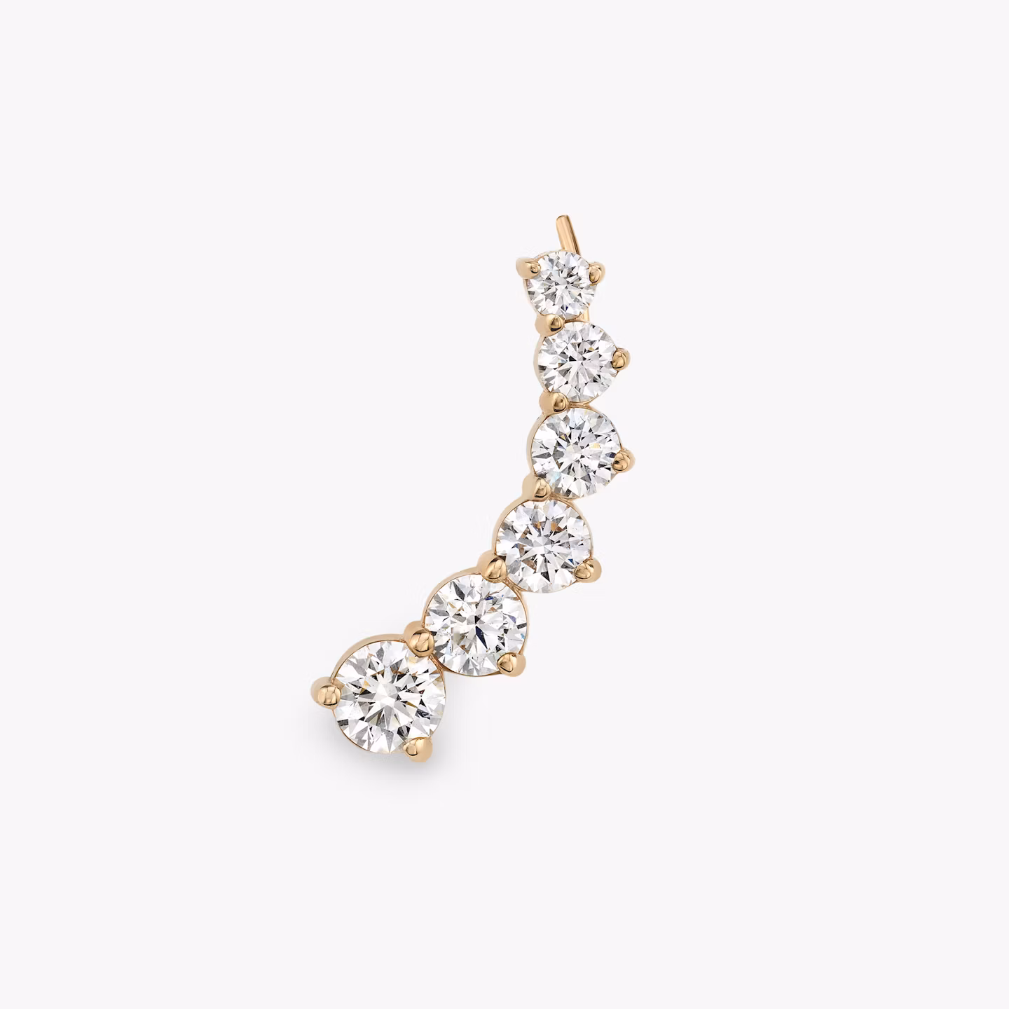 VRAI Ear Climber | Round Brilliant | 14k | Rose Gold | diamondCount: 6 | side: left