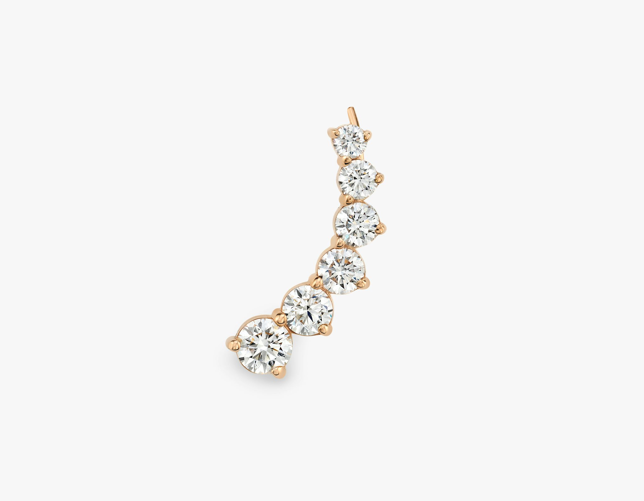 VRAI Ear Climber | Round Brilliant | 14k | Rose Gold | diamondCount: 6 | side: left