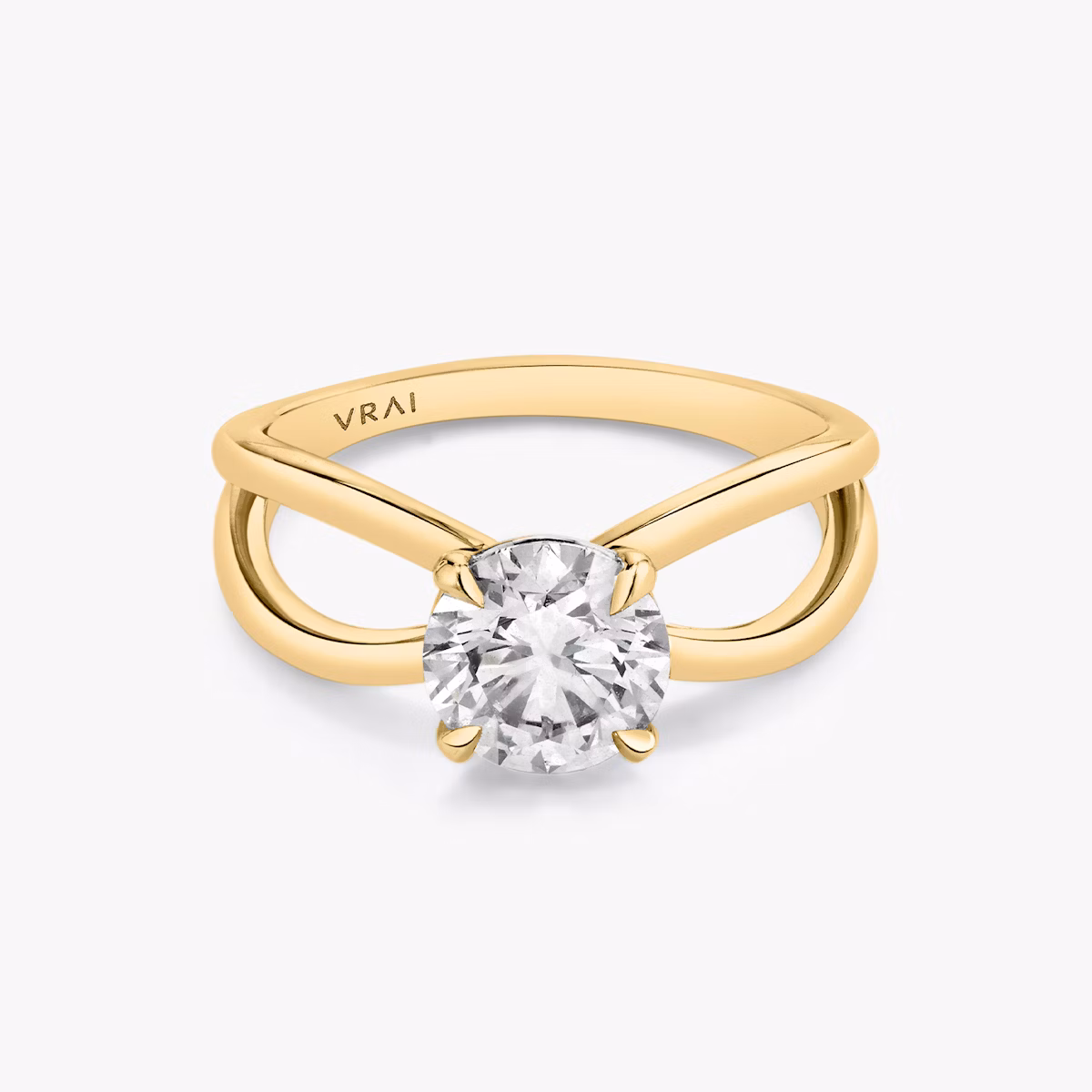 The Duet | Round Brilliant | 18k | Yellow Gold | bandAccent: Plain | caratWeight: 2.0ct | diamondOrientation: vertical