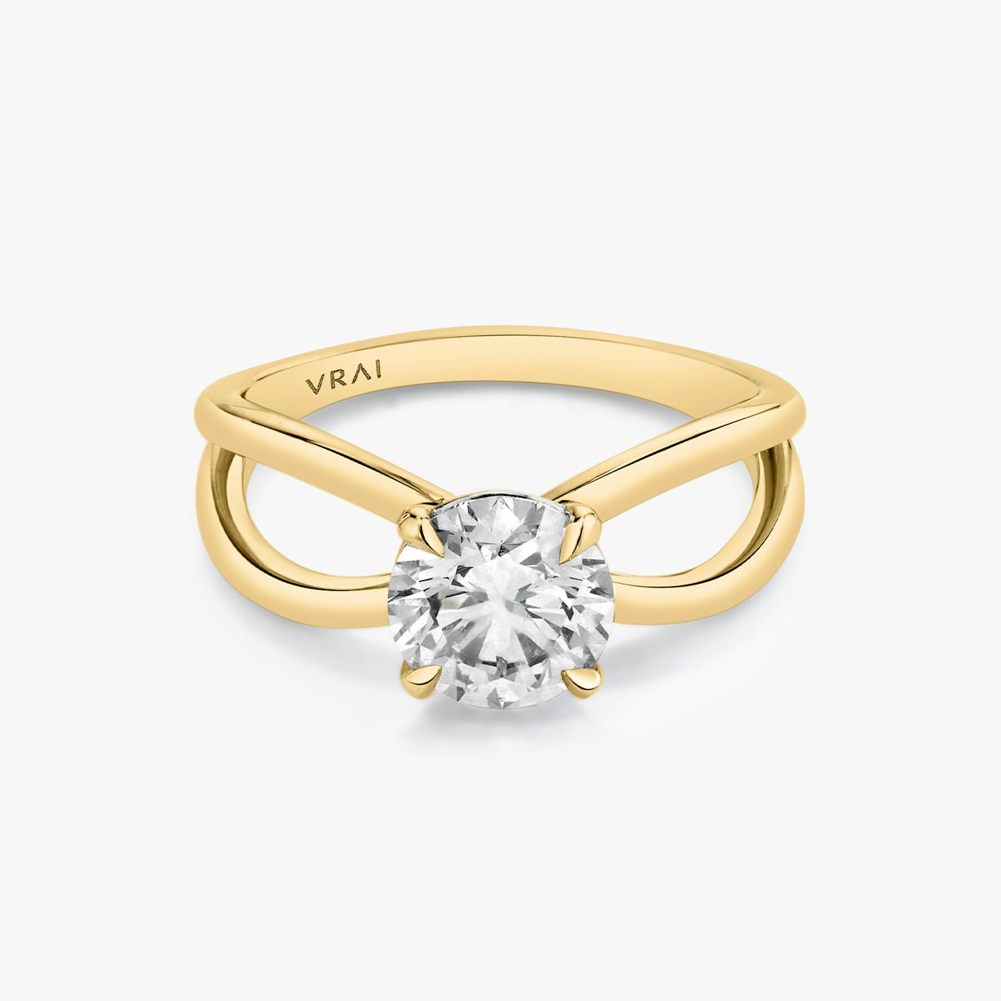The Duet | Round Brilliant | 18k | Yellow Gold | bandAccent: Plain | caratWeight: 1.0ct | diamondOrientation: vertical