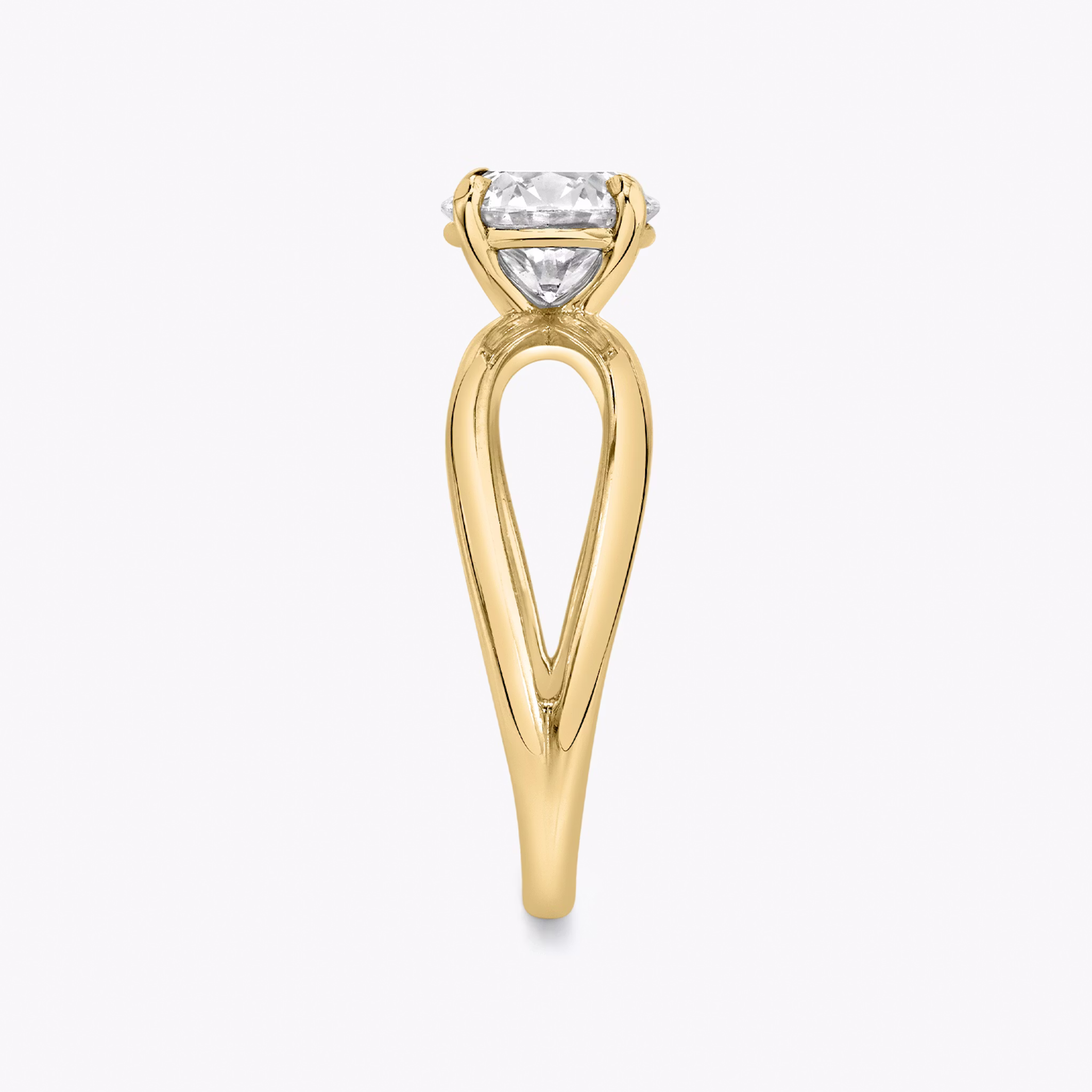 The Duet | Round Brilliant | 18k | Yellow Gold | bandAccent: Plain | caratWeight: 1.0ct | diamondOrientation: vertical