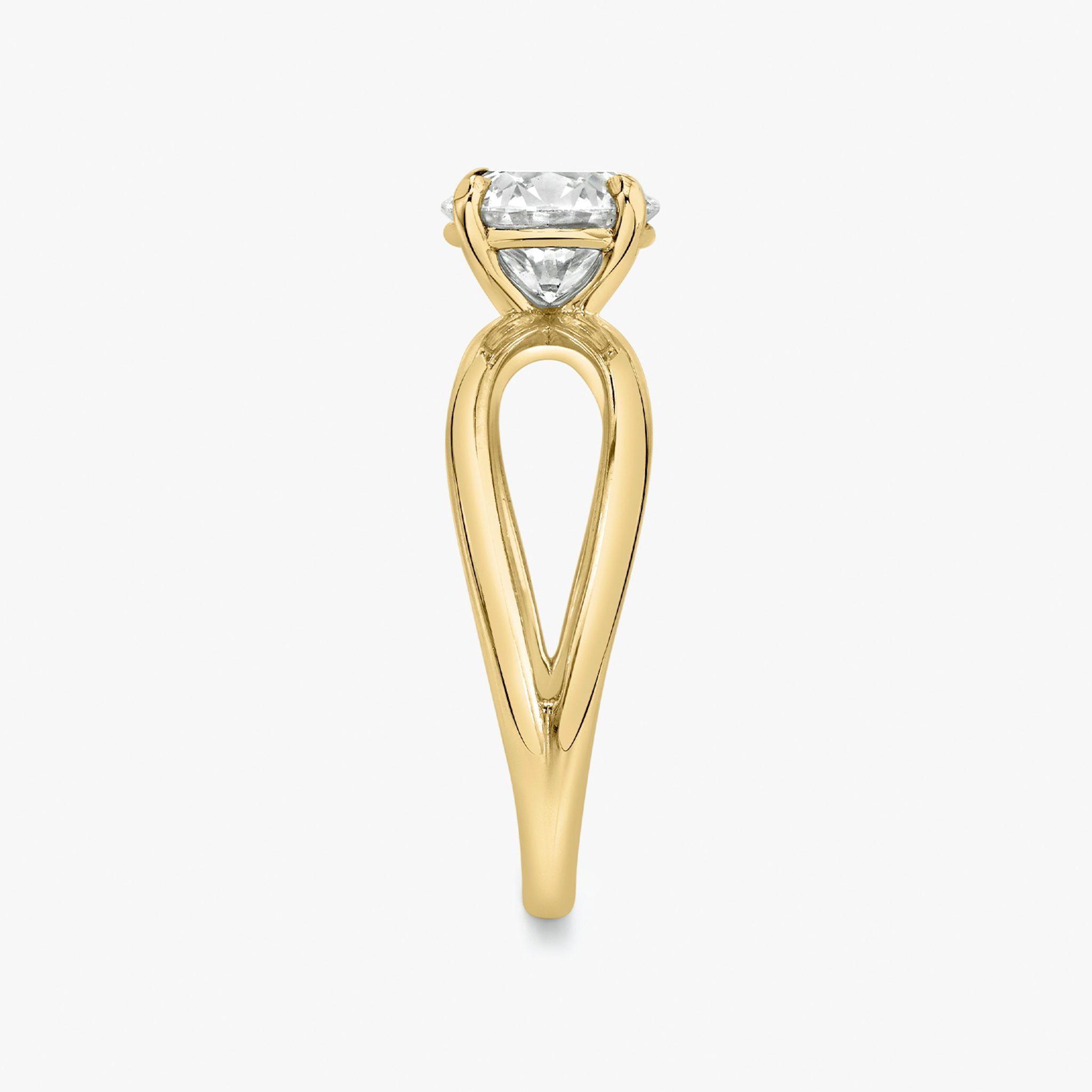 The Duet | Round Brilliant | 18k | Yellow Gold | bandAccent: Plain | caratWeight: 1.0ct | diamondOrientation: vertical