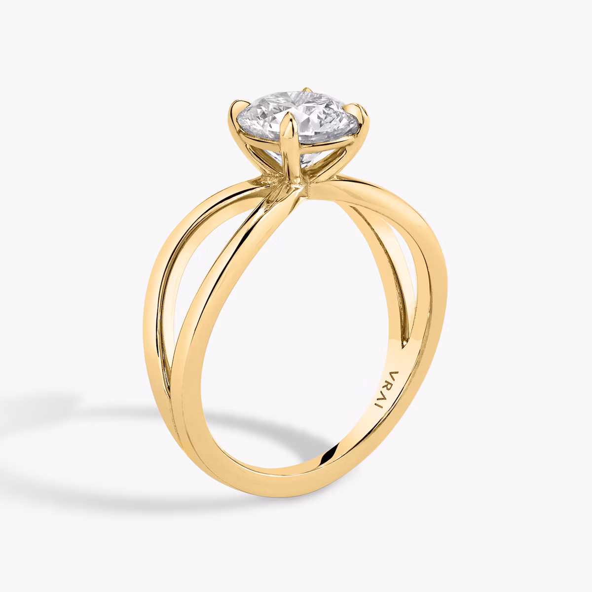 The Duet | Round Brilliant | 18k | Yellow Gold | bandAccent: Plain | caratWeight: 2.0ct | diamondOrientation: vertical