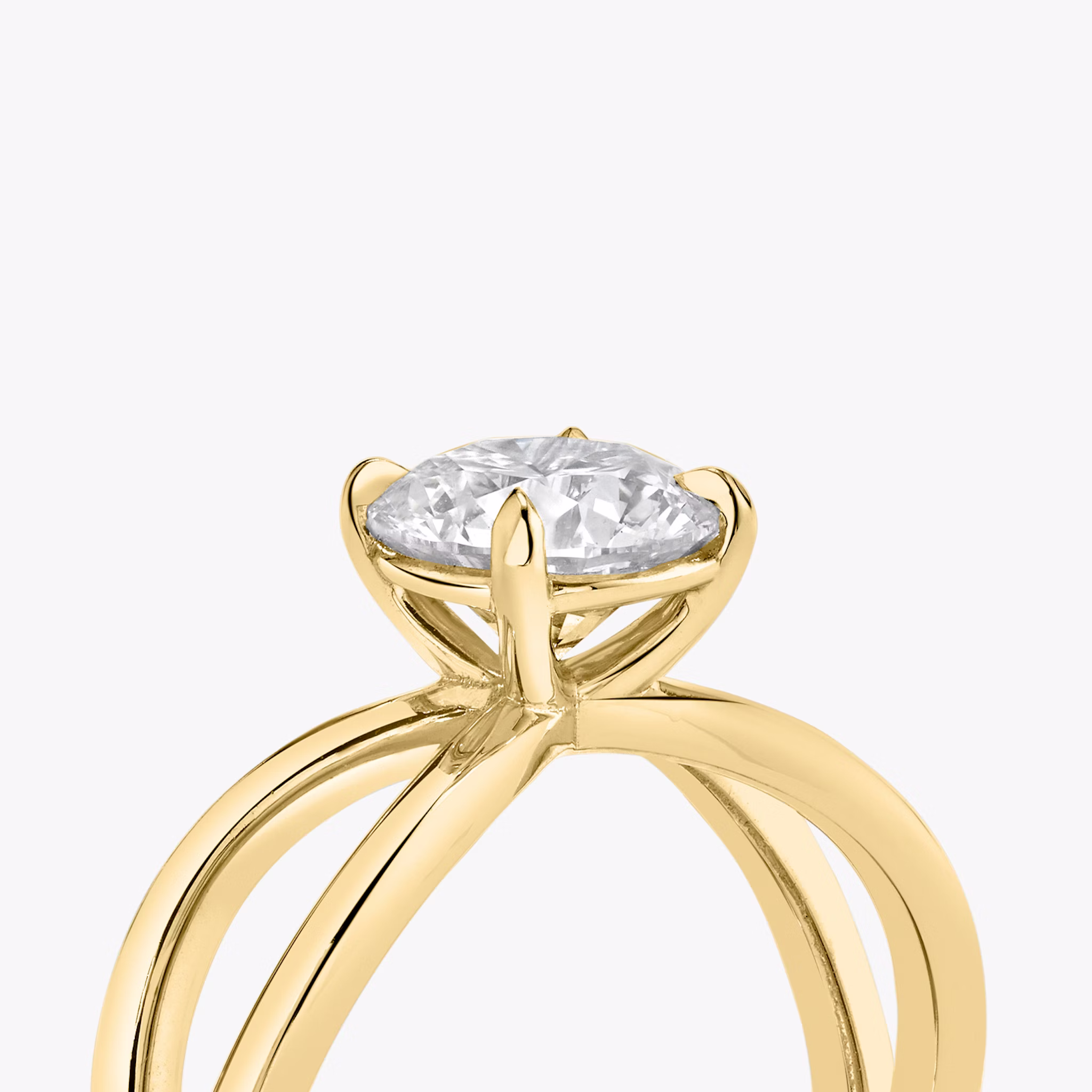 The Duet | Round Brilliant | 18k | Yellow Gold | bandAccent: Plain | caratWeight: 1.0ct | diamondOrientation: vertical
