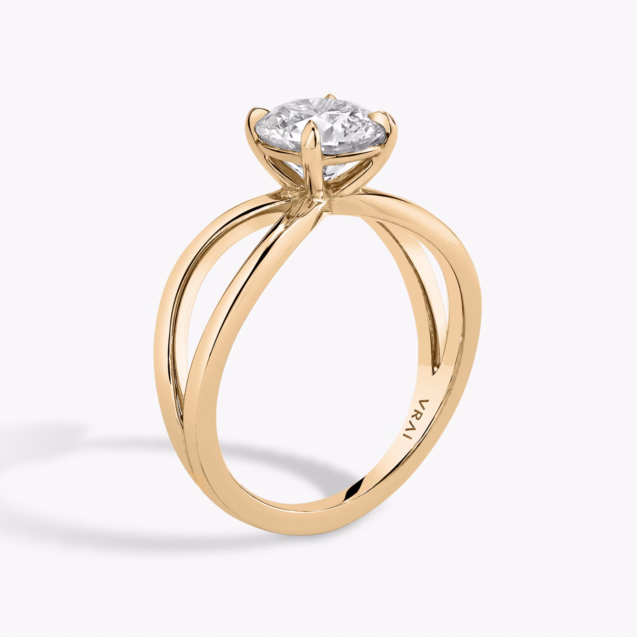 The Duet | Round Brilliant | 14k | Rose Gold | bandAccent: Plain | caratWeight: 1.5ct | diamondOrientation: vertical