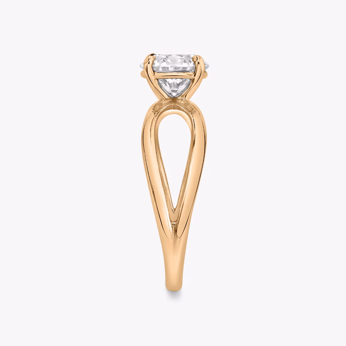 The Duet | Round Brilliant | 14k | Rose Gold | bandAccent: Plain | caratWeight: 2.0ct | diamondOrientation: vertical