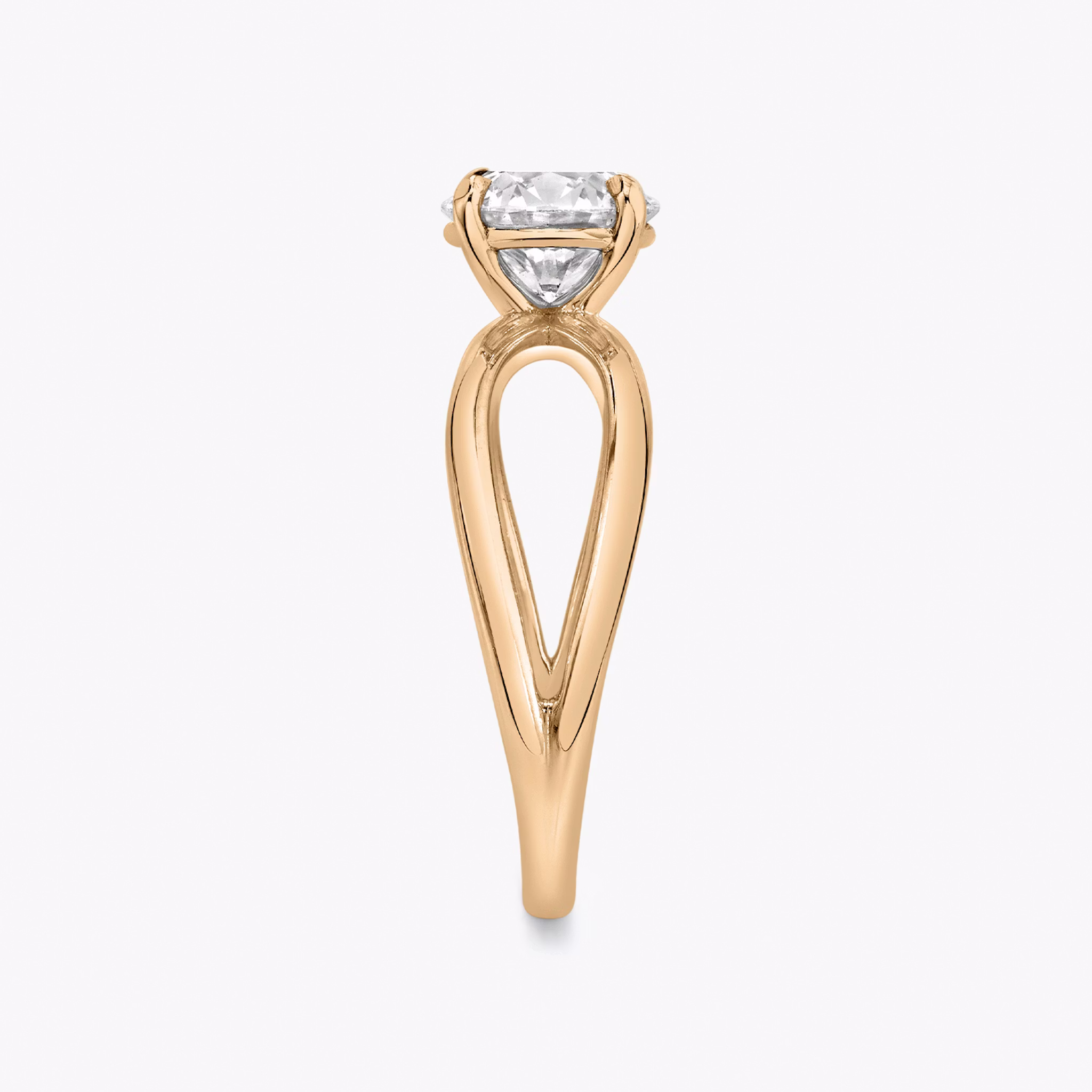 The Duet | Round Brilliant | 14k | Rose Gold | bandAccent: Plain | caratWeight: 1.5ct | diamondOrientation: vertical