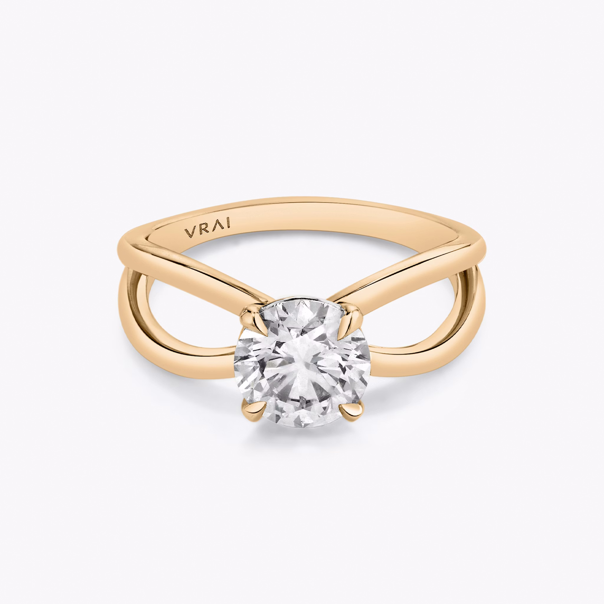 The Duet | Round Brilliant | 14k | Rose Gold | bandAccent: Plain | caratWeight: 1.5ct | diamondOrientation: vertical