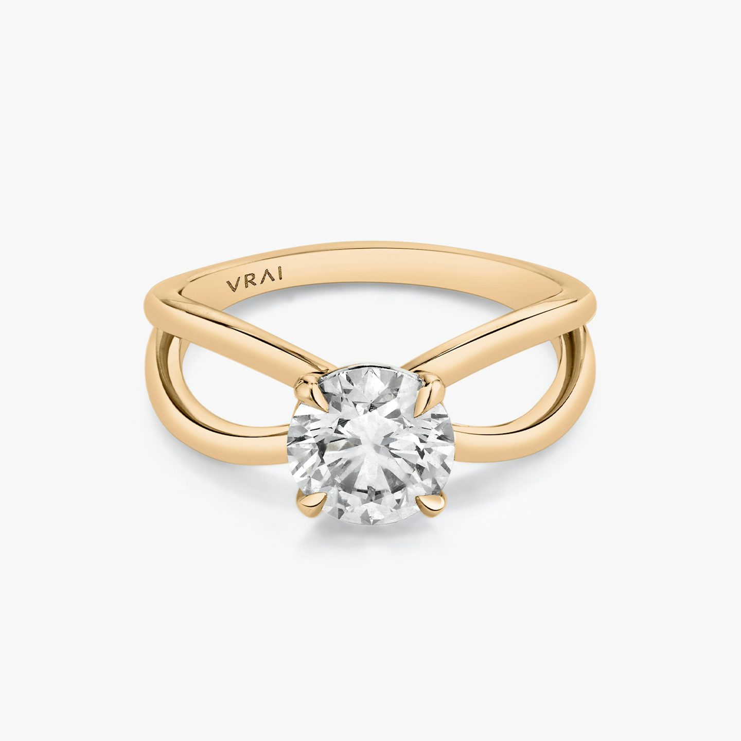 The Duet | Round Brilliant | 14k | Rose Gold | bandAccent: Plain | caratWeight: other | diamondOrientation: vertical