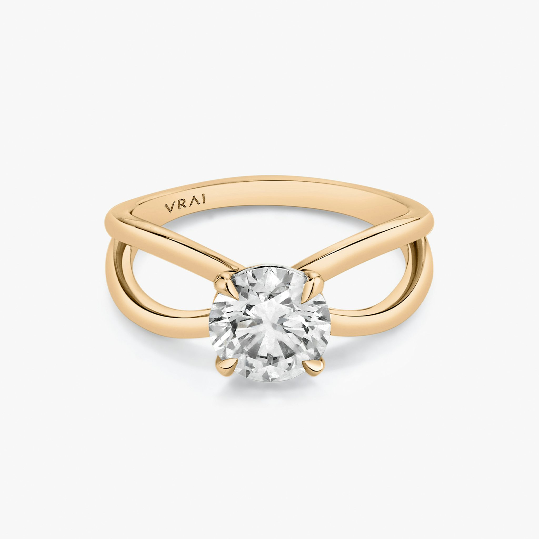 The Duet | Round Brilliant | 14k | Rose Gold | bandAccent: Plain | caratWeight: 1.5ct | diamondOrientation: vertical