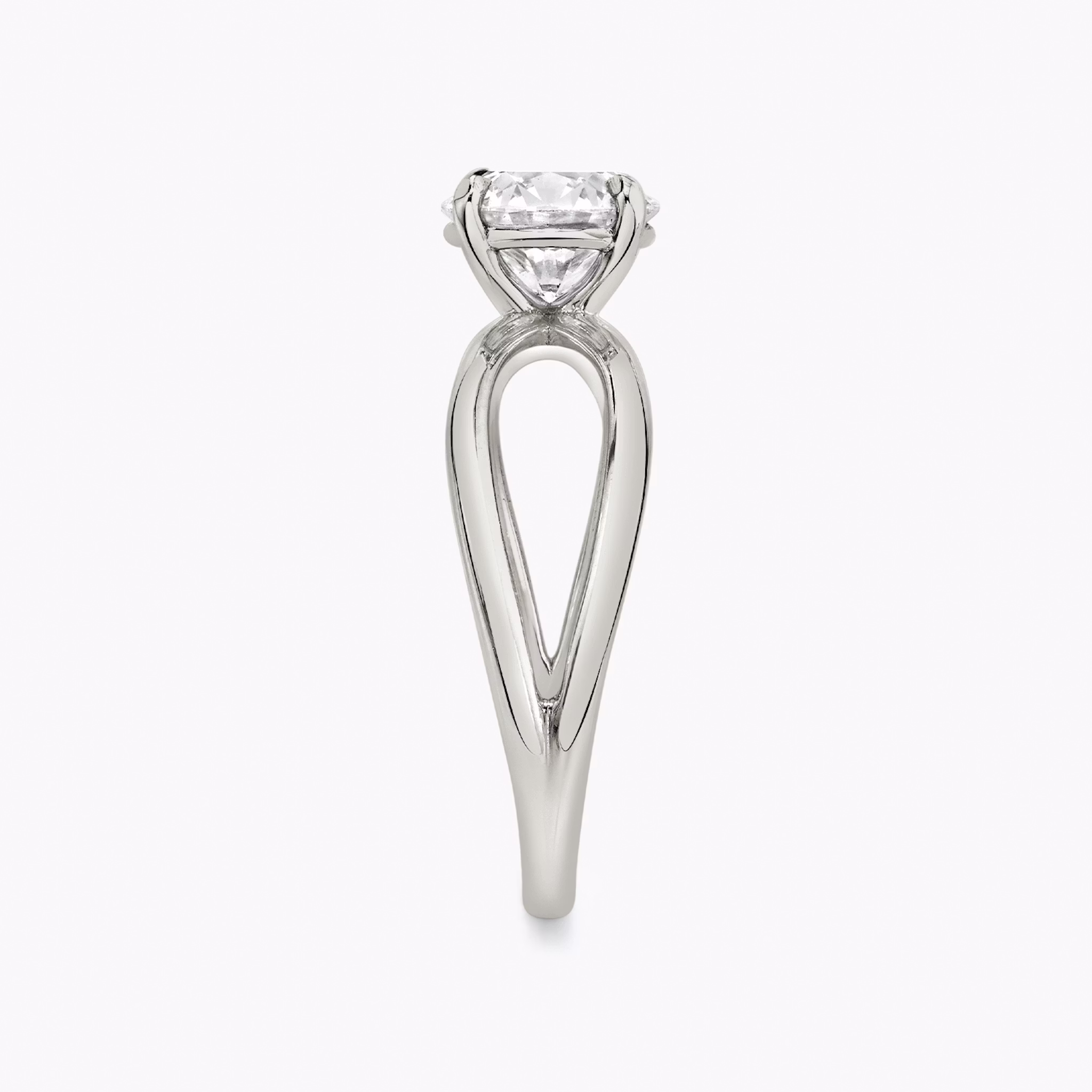 The Duet | Round Brilliant | Platinum | bandAccent: Plain | caratWeight: 1.0ct | diamondOrientation: vertical