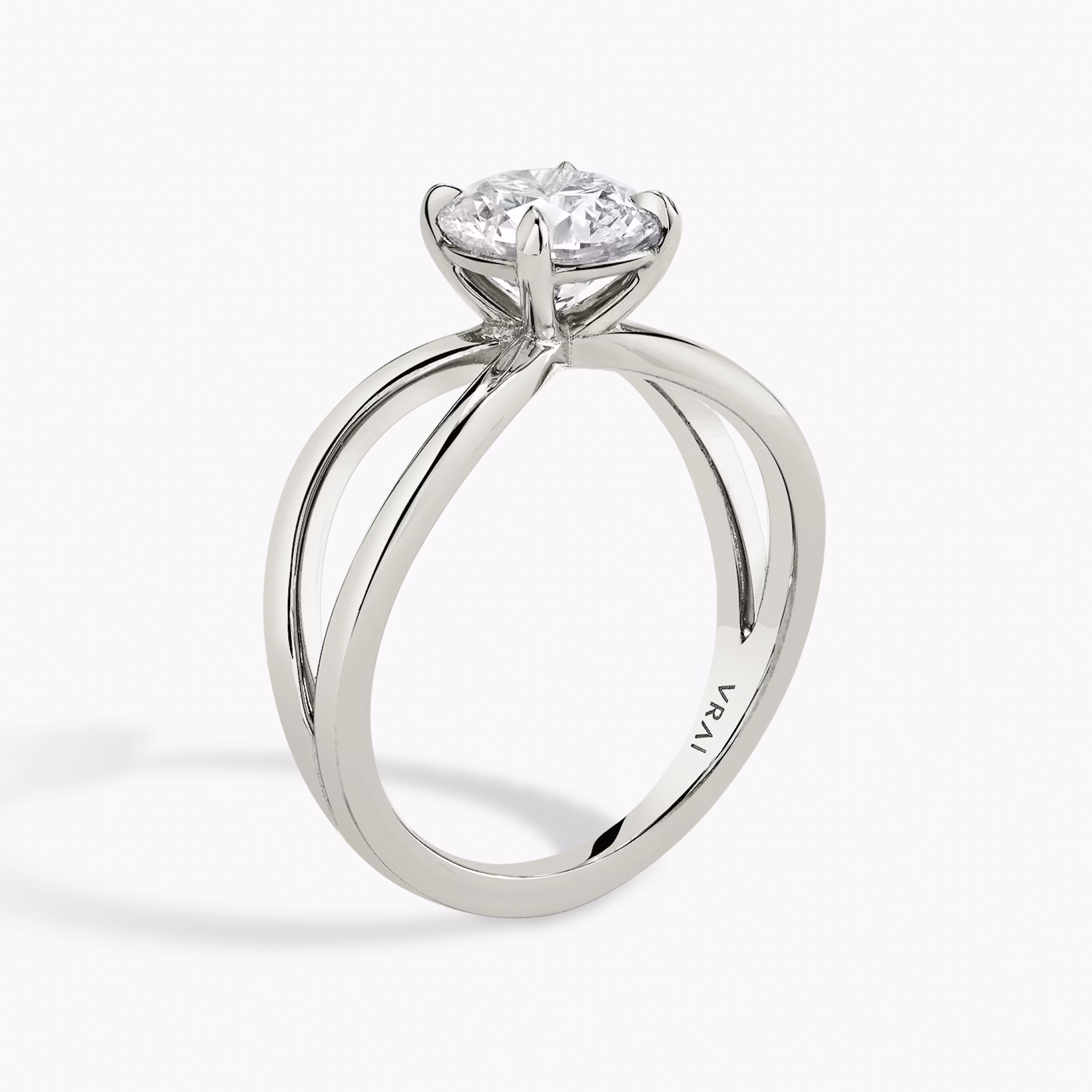 The Duet | Round Brilliant | 18k | White Gold | bandAccent: Plain | caratWeight: 1.0ct | diamondOrientation: vertical