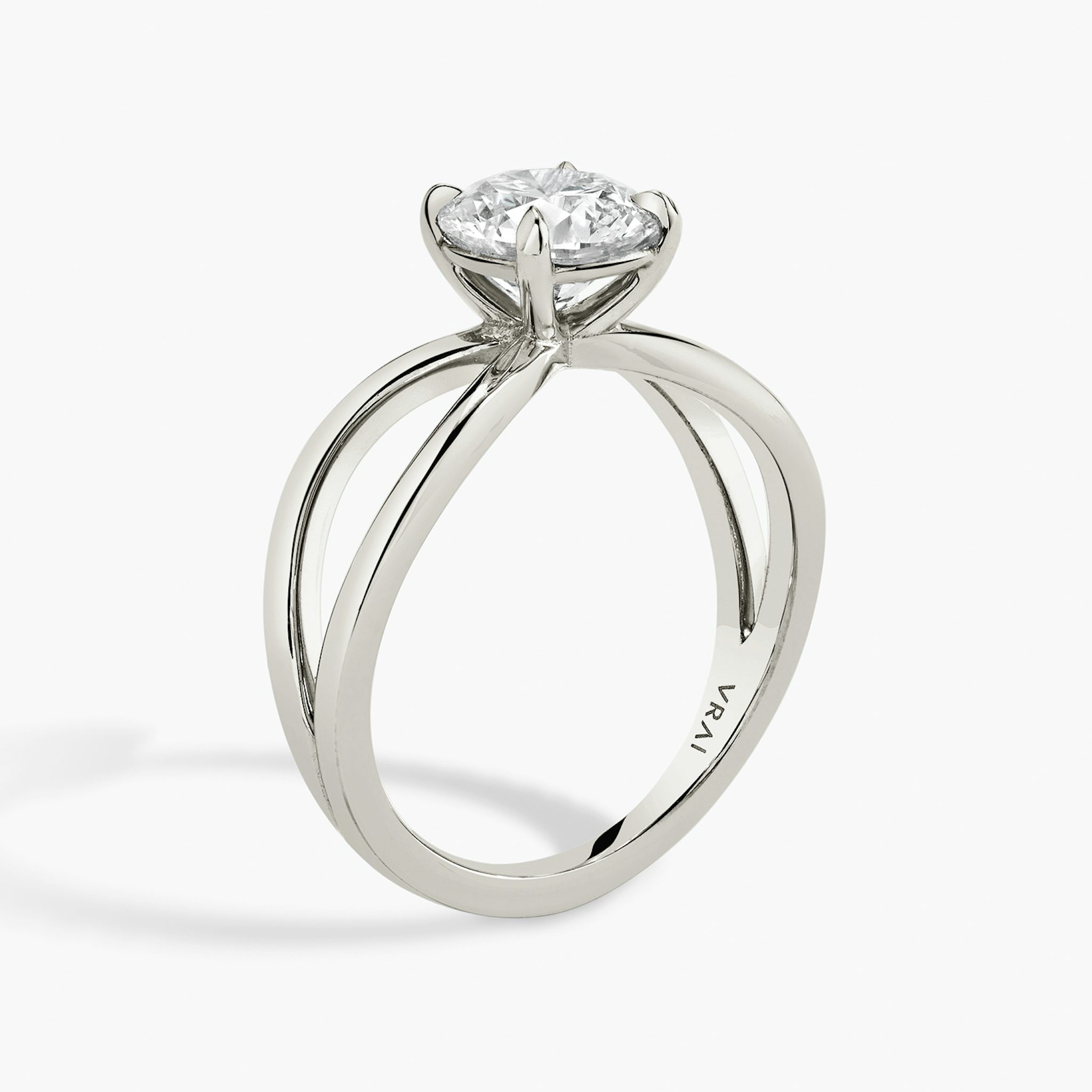 The Duet | Round Brilliant | 18k | White Gold | bandAccent: Plain | caratWeight: 1.0ct | diamondOrientation: vertical