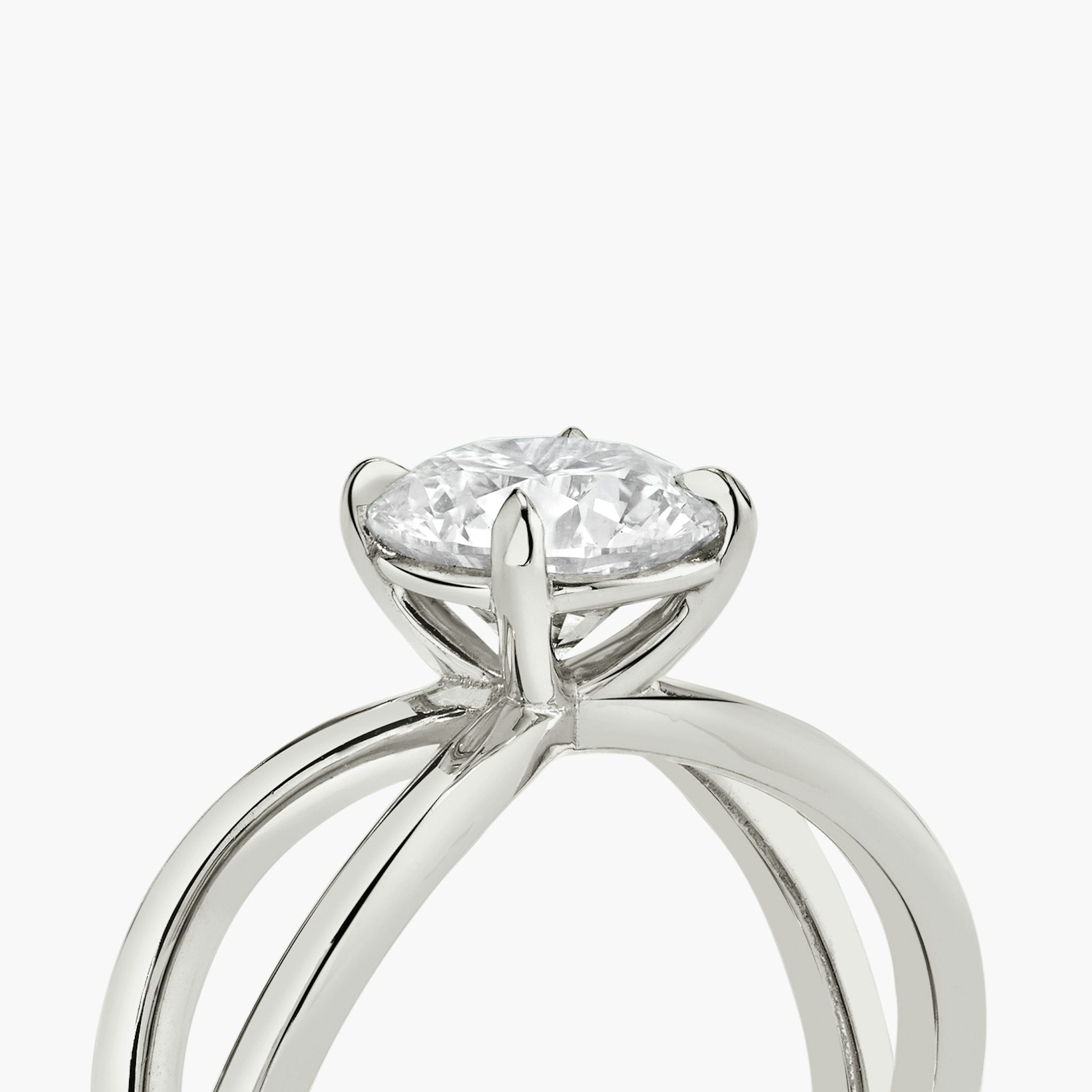 The Duet | Round Brilliant | Platinum | bandAccent: Plain | caratWeight: 1.0ct | diamondOrientation: vertical