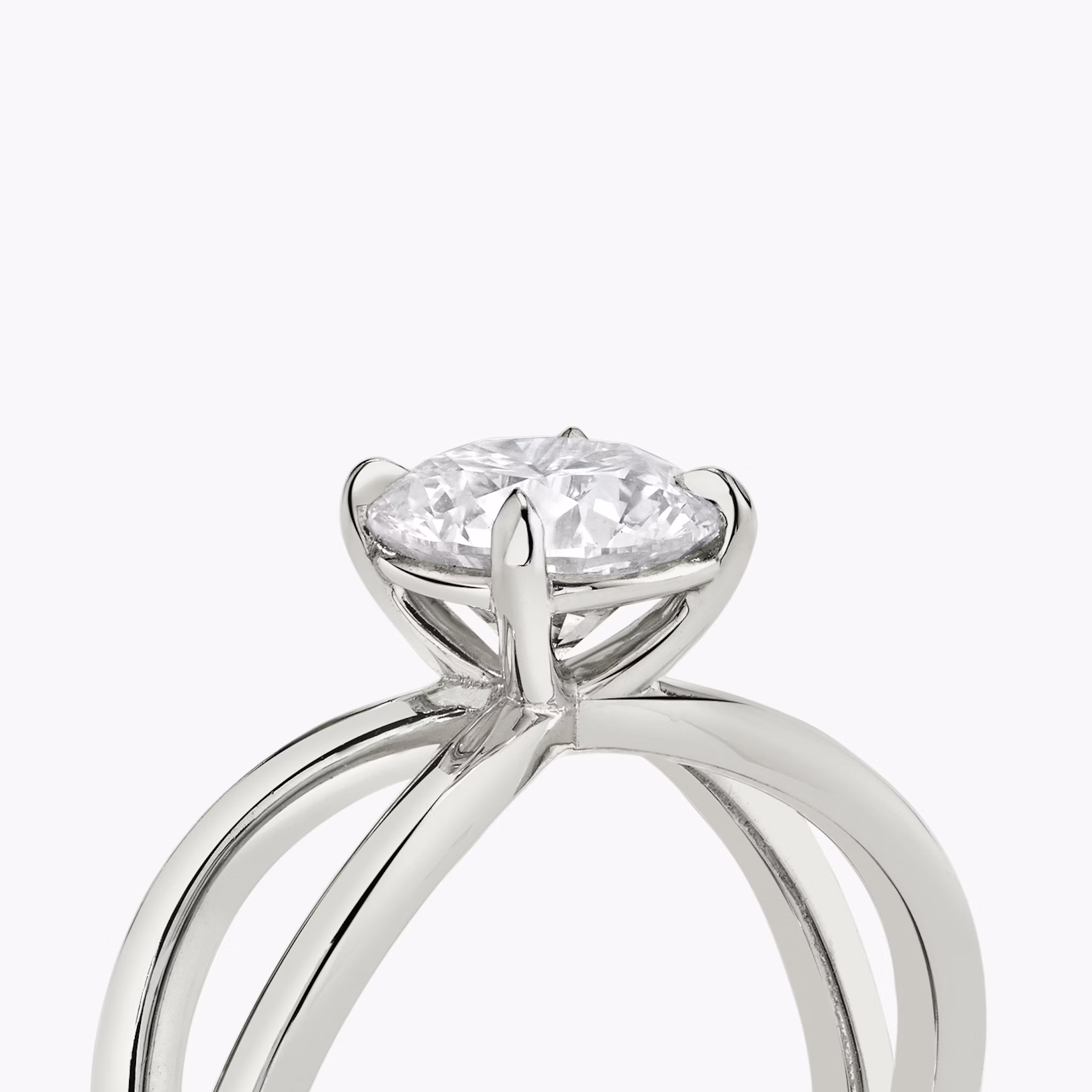 The Duet | Round Brilliant | 18k | White Gold | bandAccent: Plain | caratWeight: 1.0ct | diamondOrientation: vertical