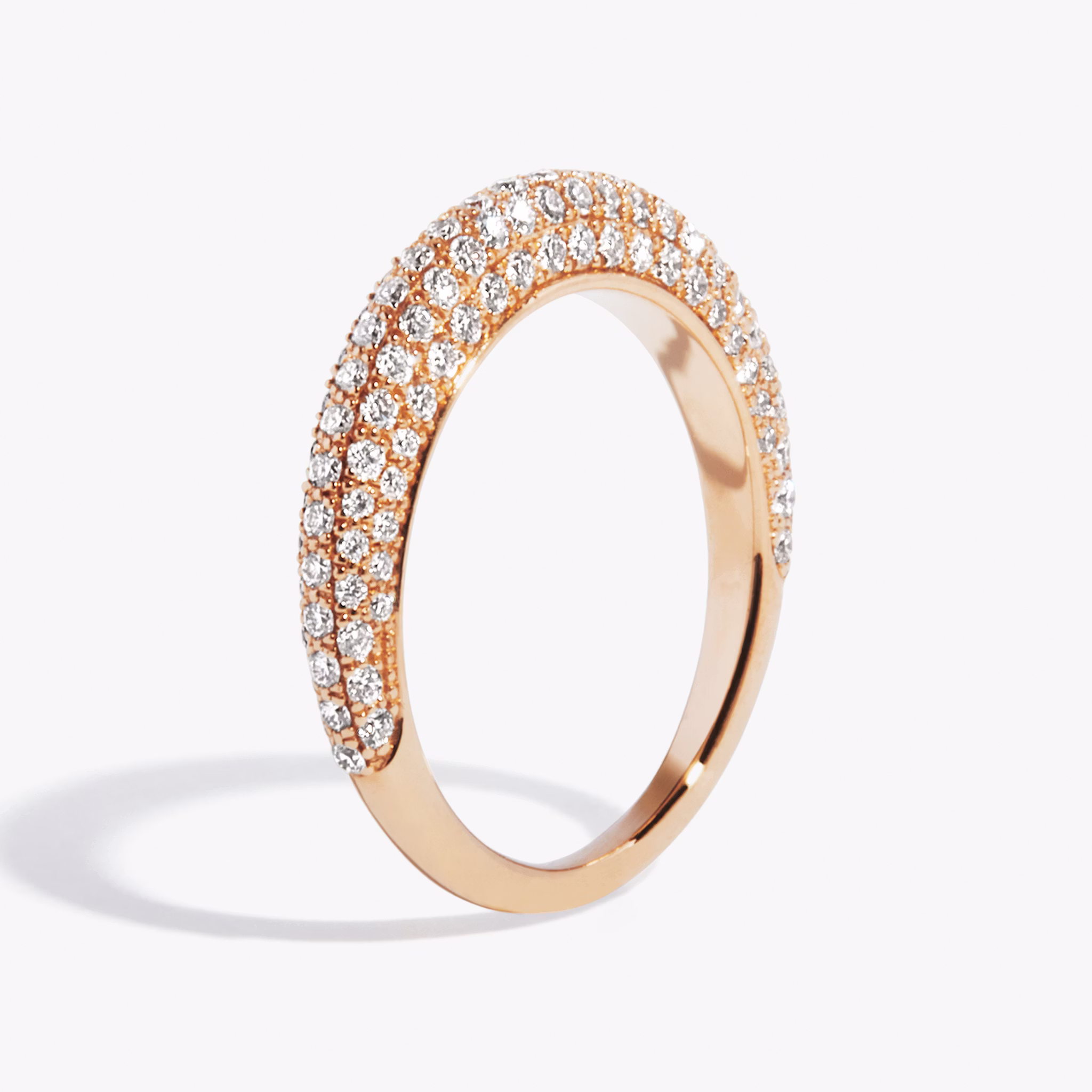 The Curator Band | Round Brilliant | 14k | Rose Gold | bandAccent: Pavé
