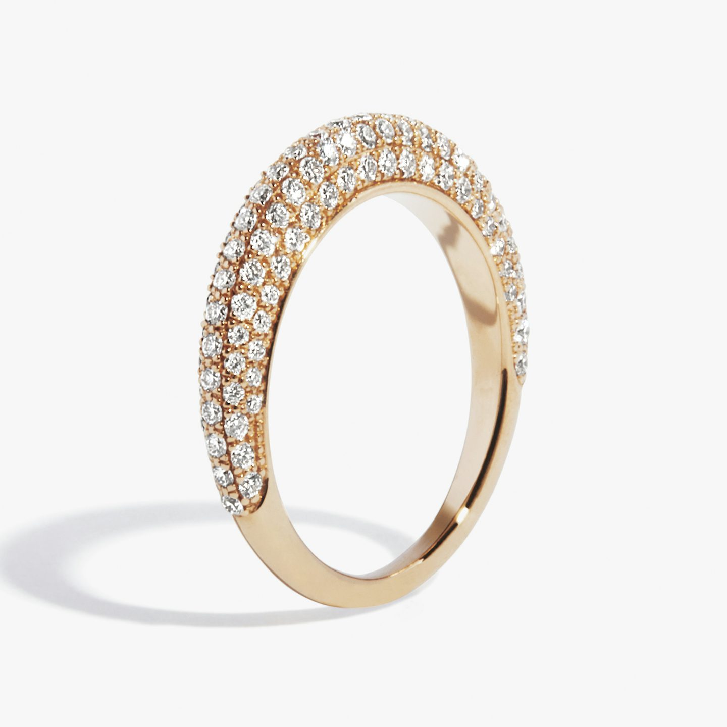 The Curator Band | Round Brilliant | 14k | Rose Gold | bandAccent: Pavé
