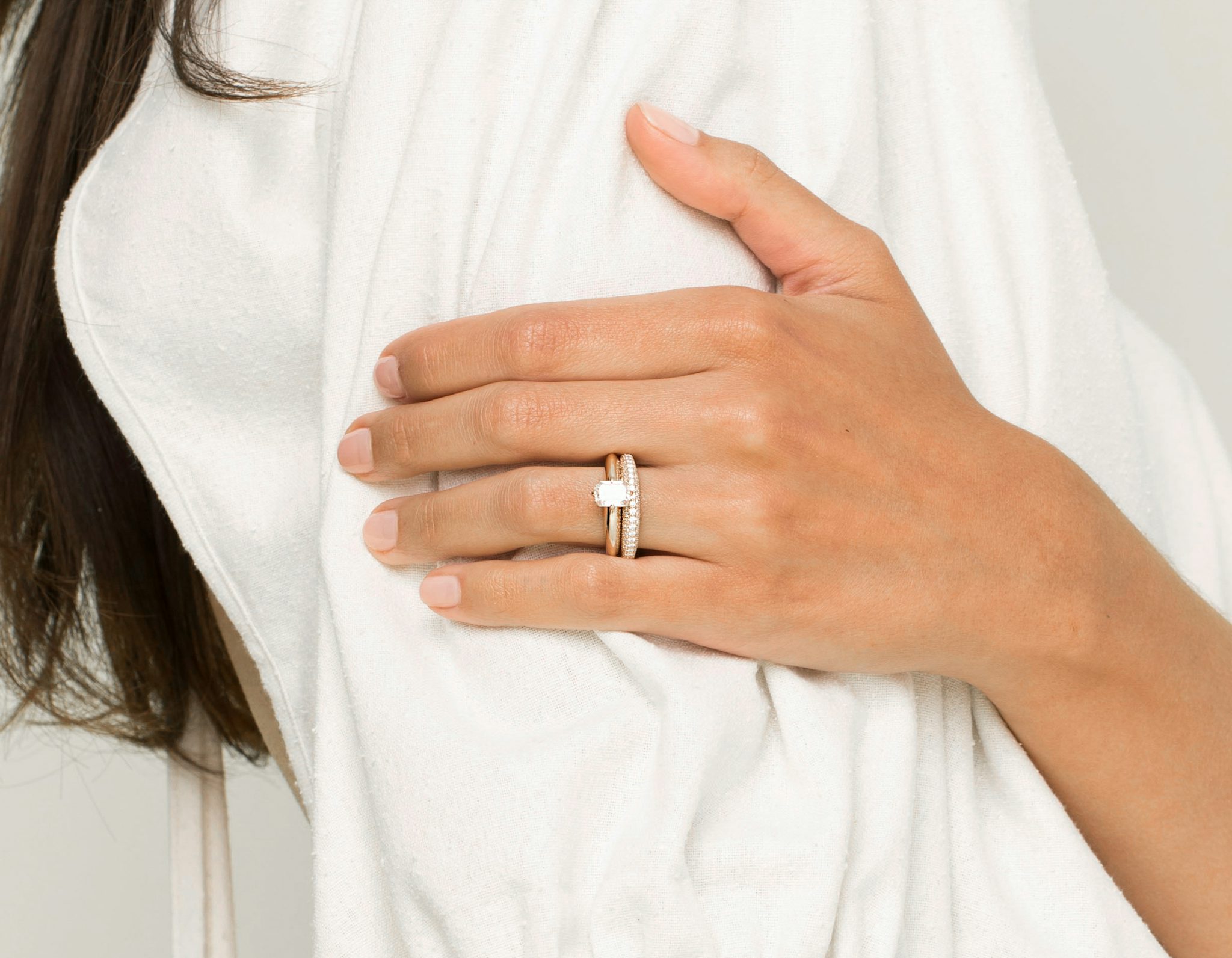 The Curator Band | Round Brilliant | 14k | Rose Gold | bandAccent: Pavé