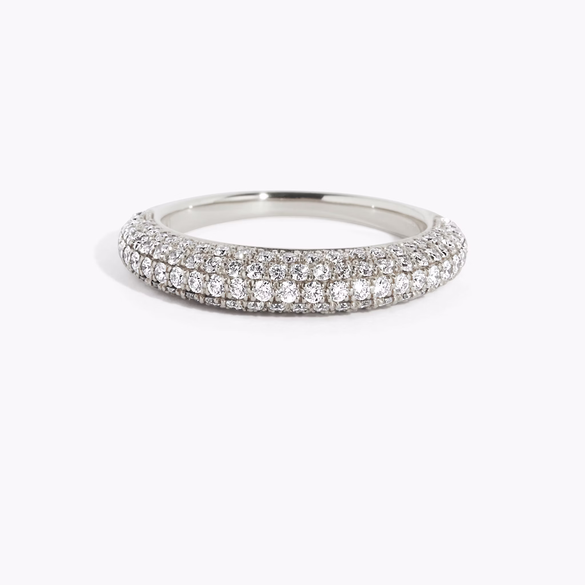 The Curator Band | Round Brilliant | 18k | White Gold | bandAccent: Pavé