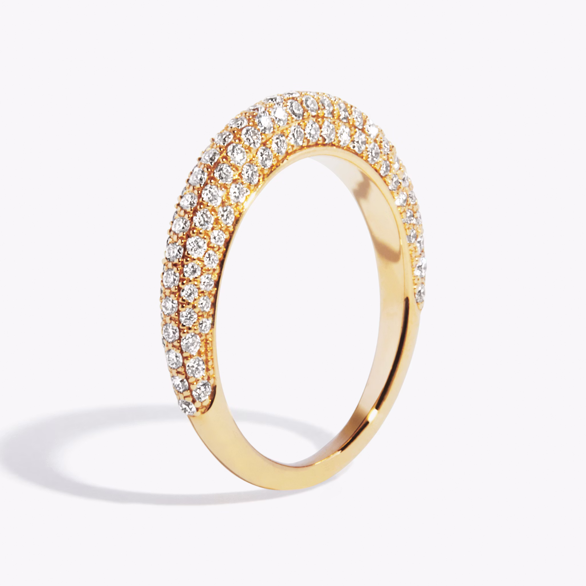 The Curator Band | Round Brilliant | 18k | Yellow Gold | bandAccent: Pavé
