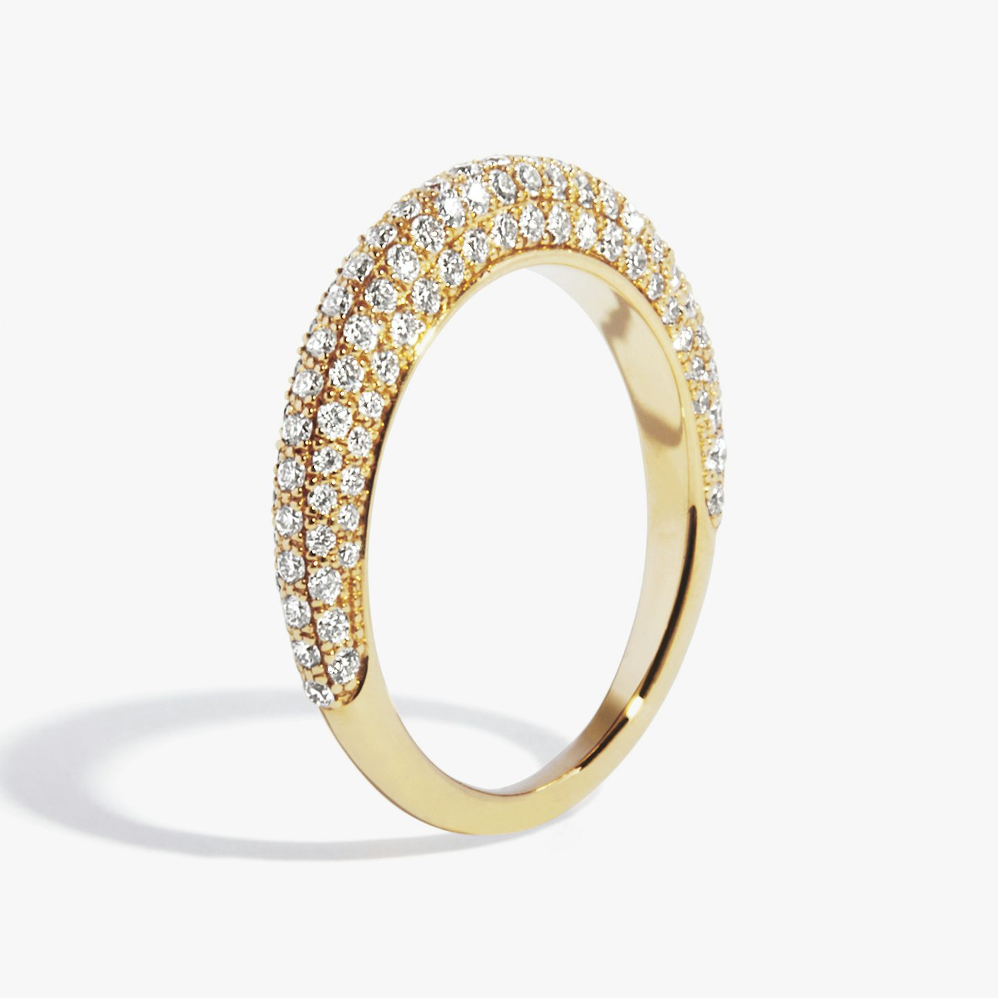 The Curator Band | Round Brilliant | 18k | Yellow Gold | bandAccent: Pavé