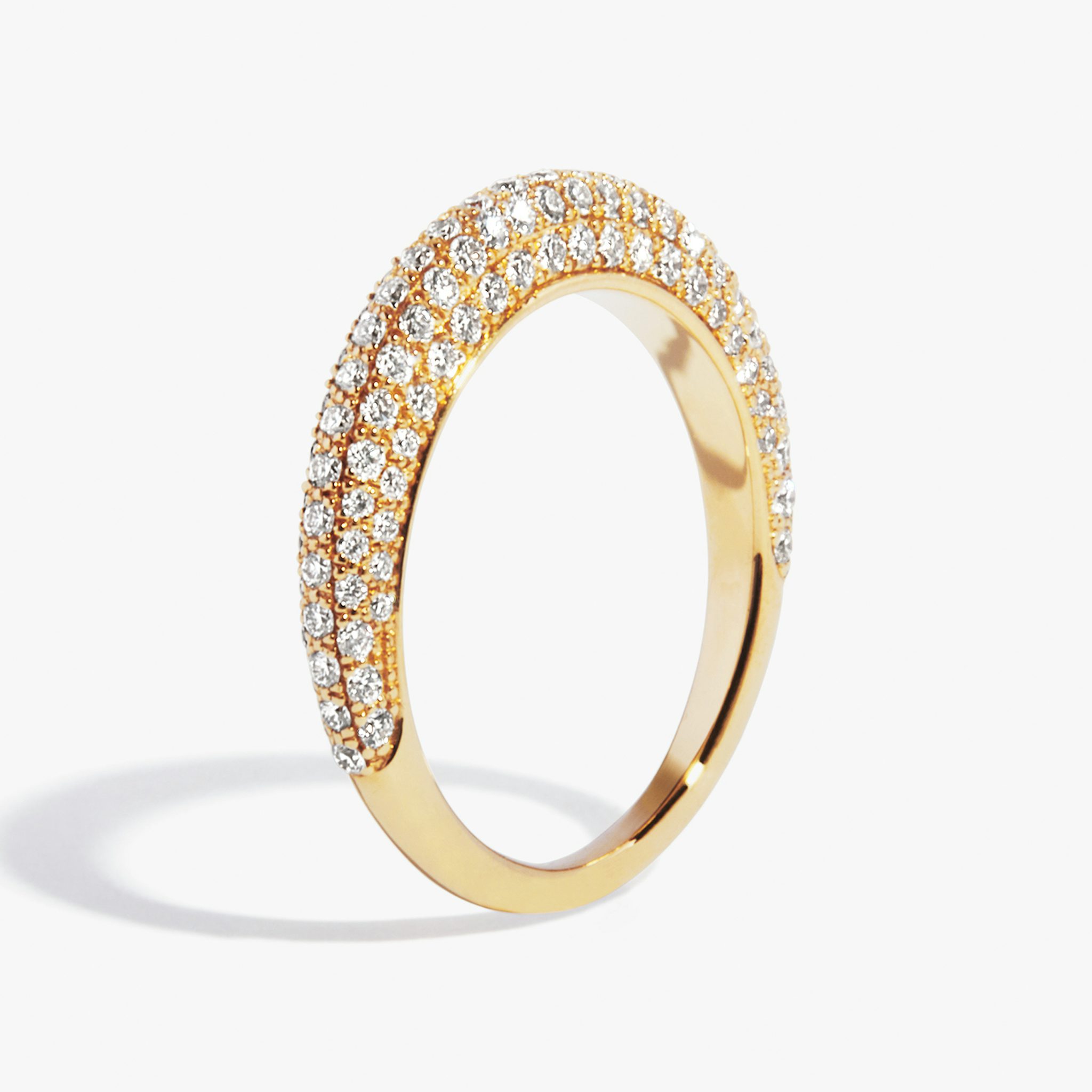 The Curator Band | Round Brilliant | 18k | Yellow Gold | bandAccent: Pavé
