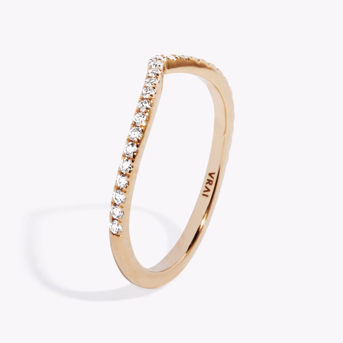 Alianza Chevron | Brillante | 14k | Oro rosa | bandAccent: Pavé
