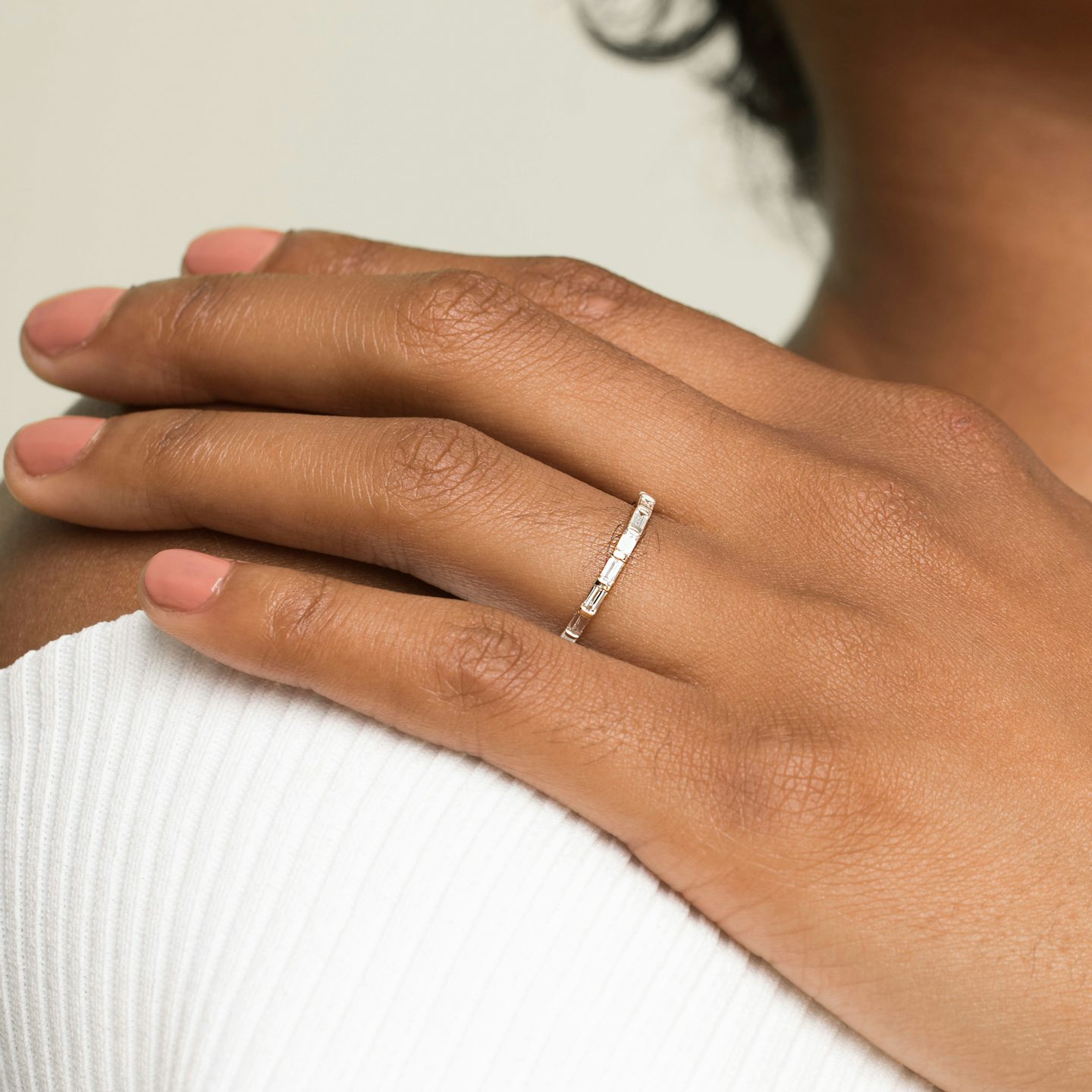 The Baguette Bar Band | Baguette | 18k | White Gold | bandStyle: full