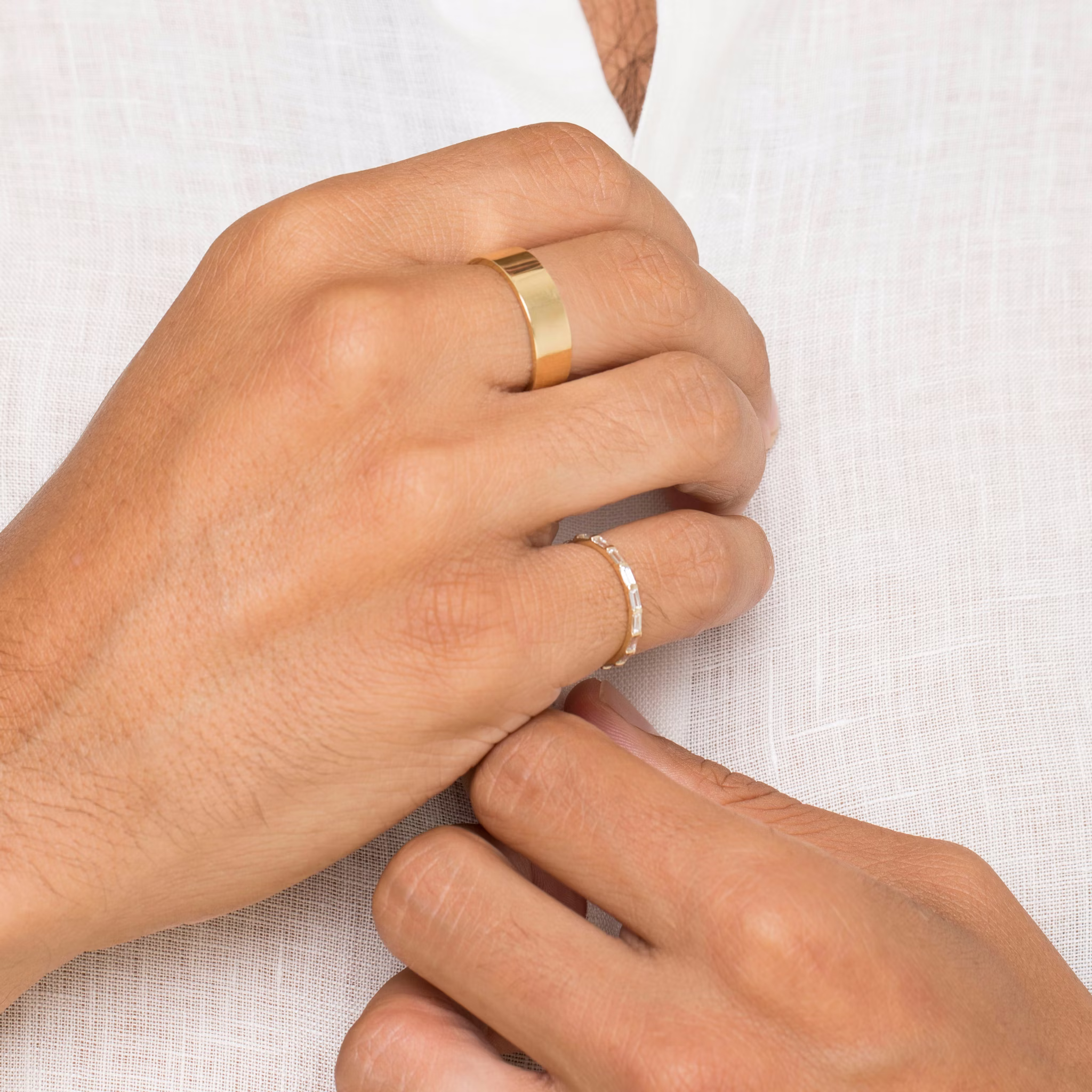 The Baguette Bar Band | Baguette | 18k | White Gold | bandStyle: full