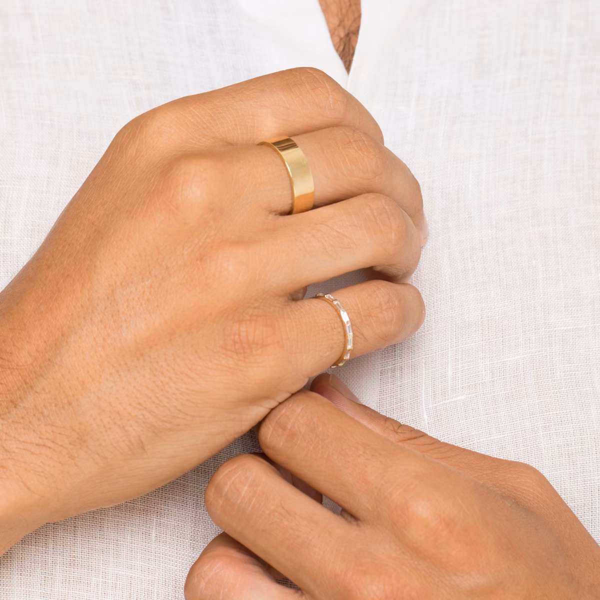 The Baguette Bar Band | Baguette | 18k | Yellow Gold | bandStyle: full