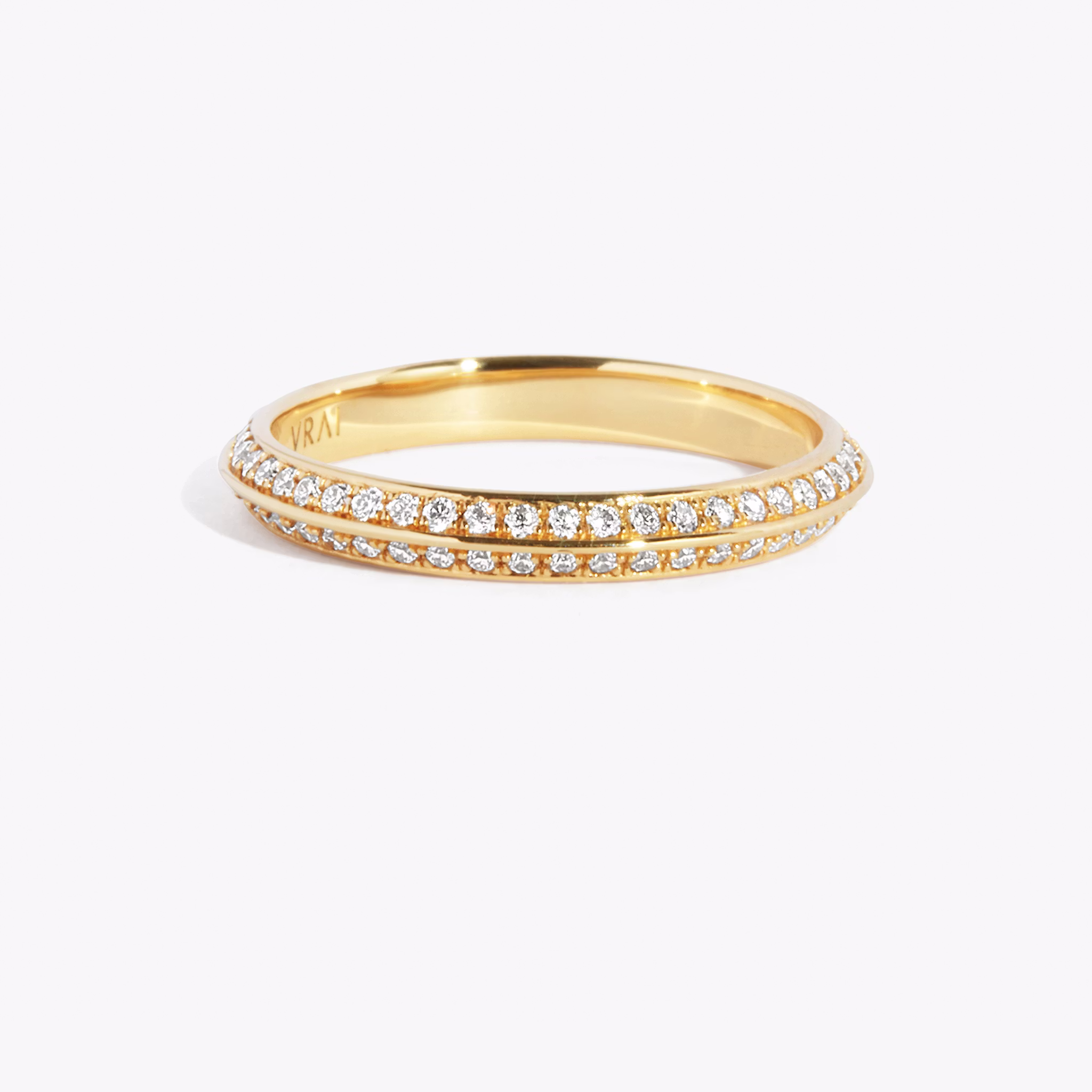 knife edge band pave yellow gold faux
