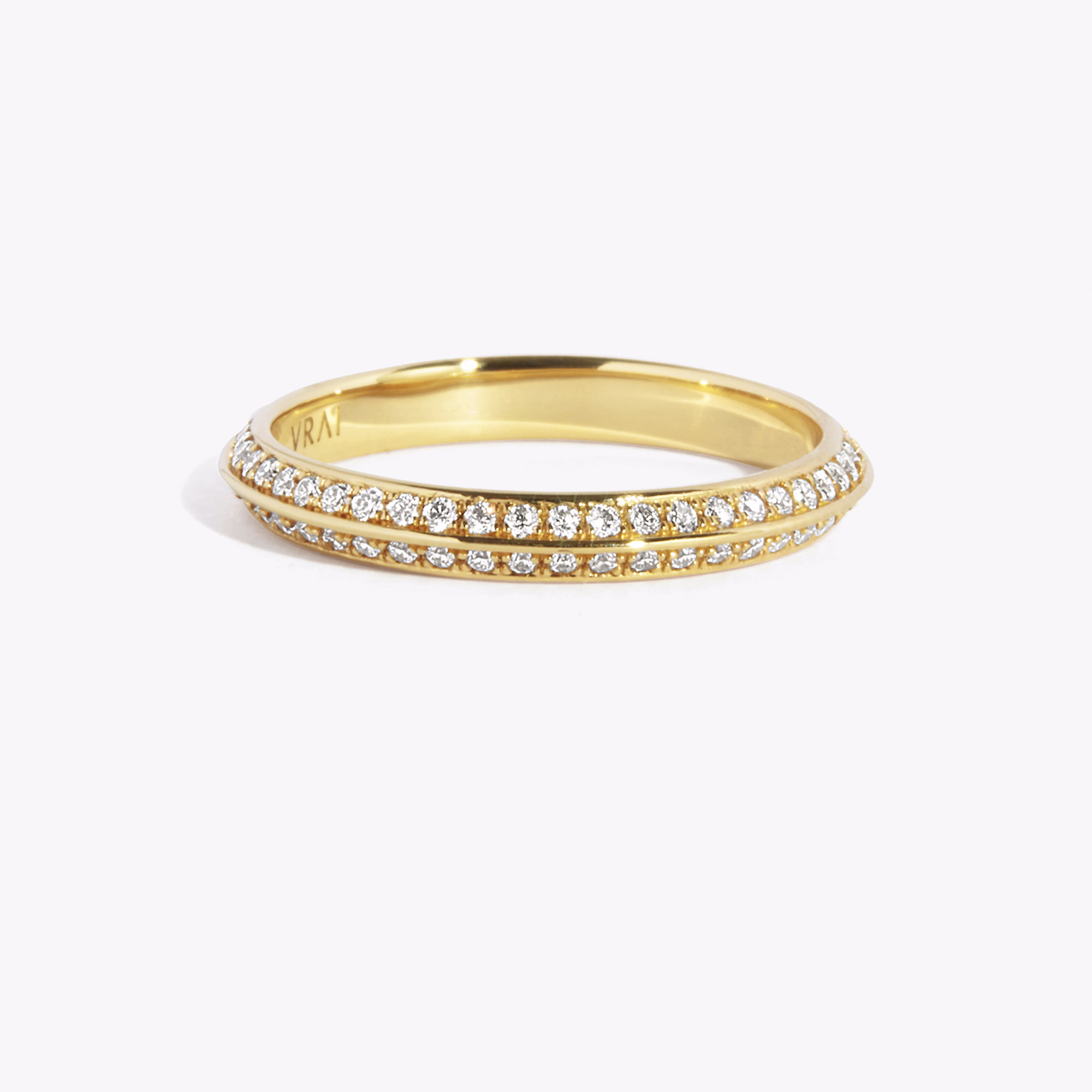 knife edge band pave yellow gold faux