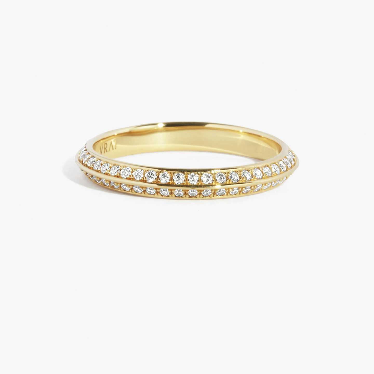 knife edge band pave yellow gold faux